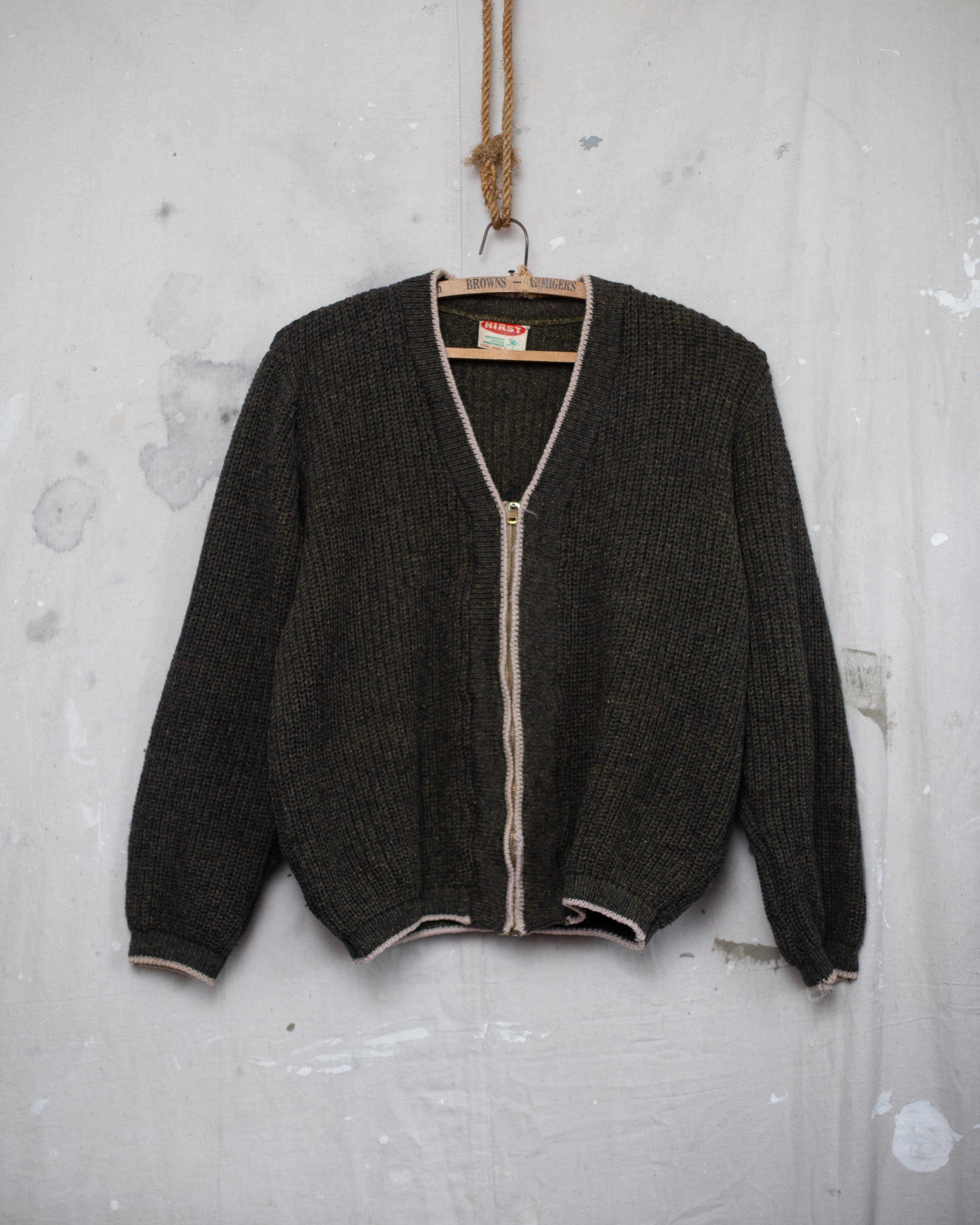 1950/60S Chunky Knit Zip Cardigan - S