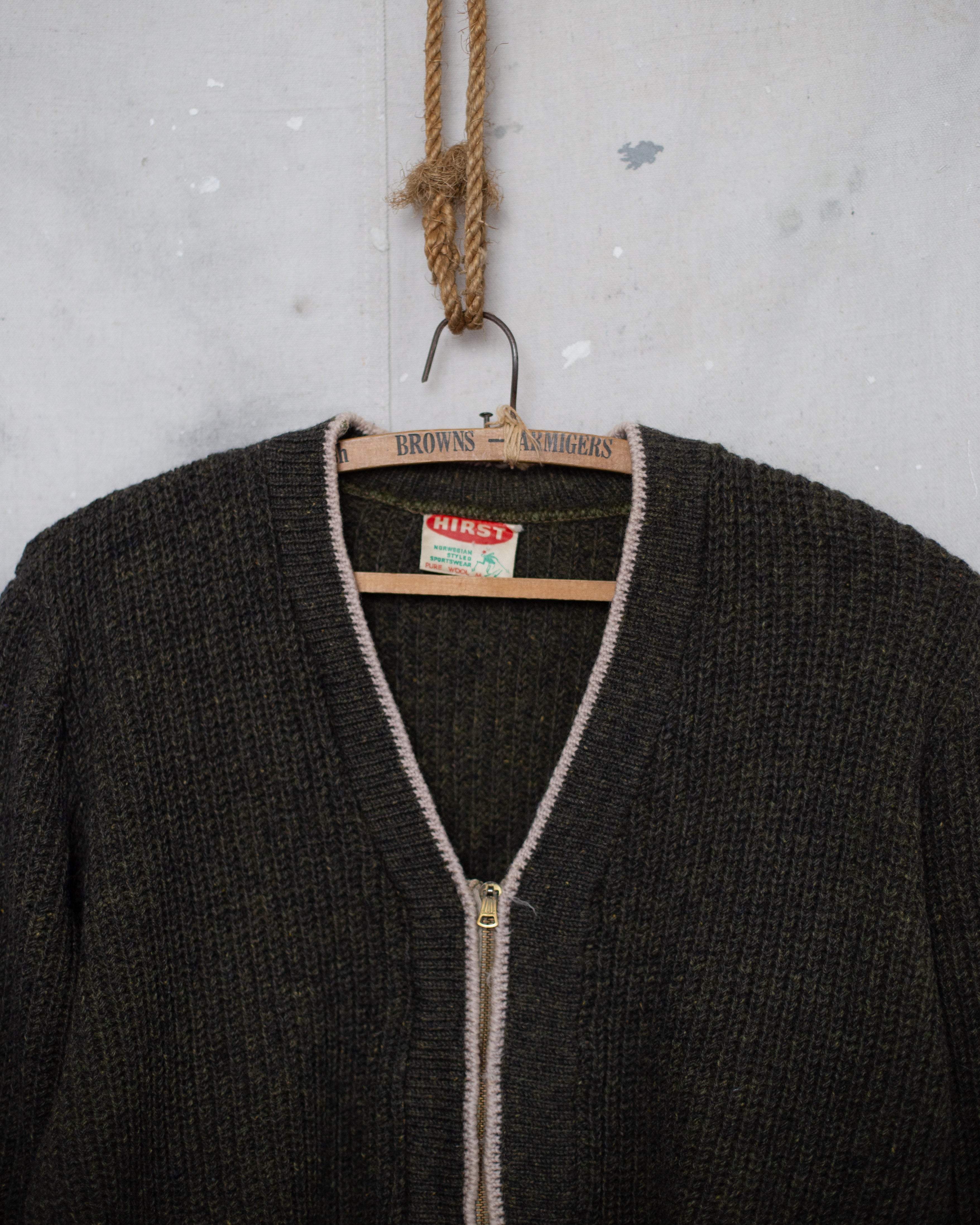 1950/60S Chunky Knit Zip Cardigan - S