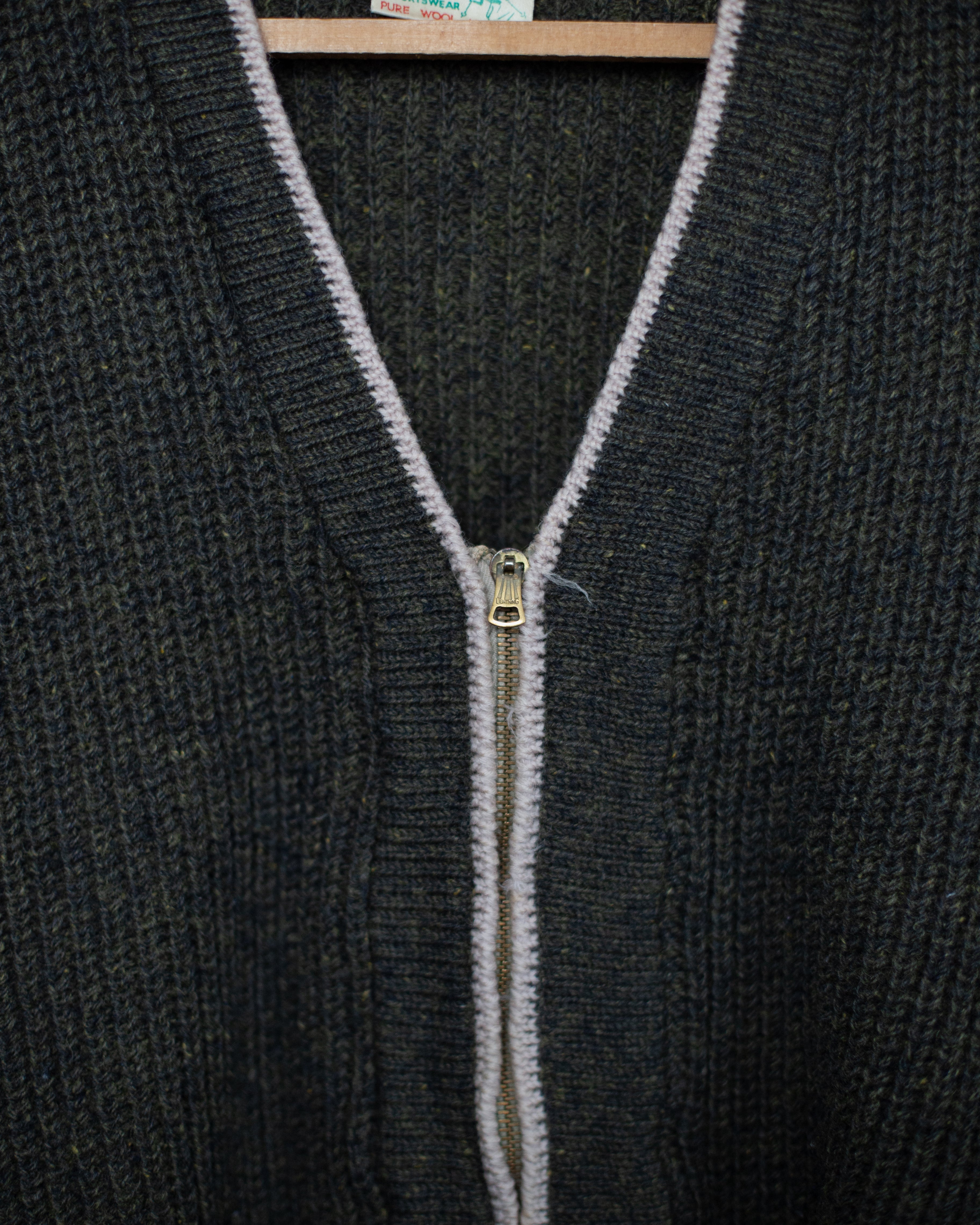 1950/60S Chunky Knit Zip Cardigan - S