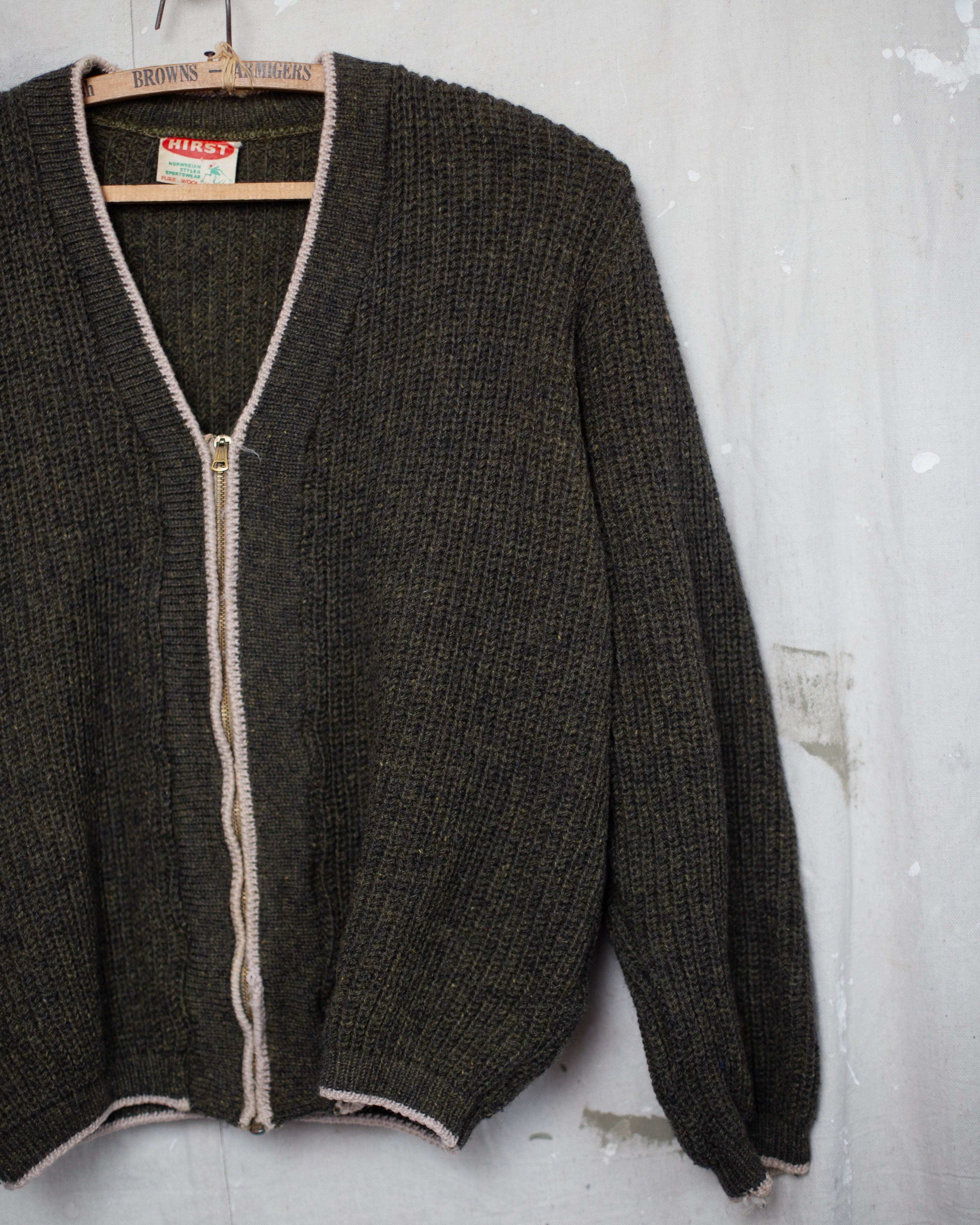 1950/60S Chunky Knit Zip Cardigan - S