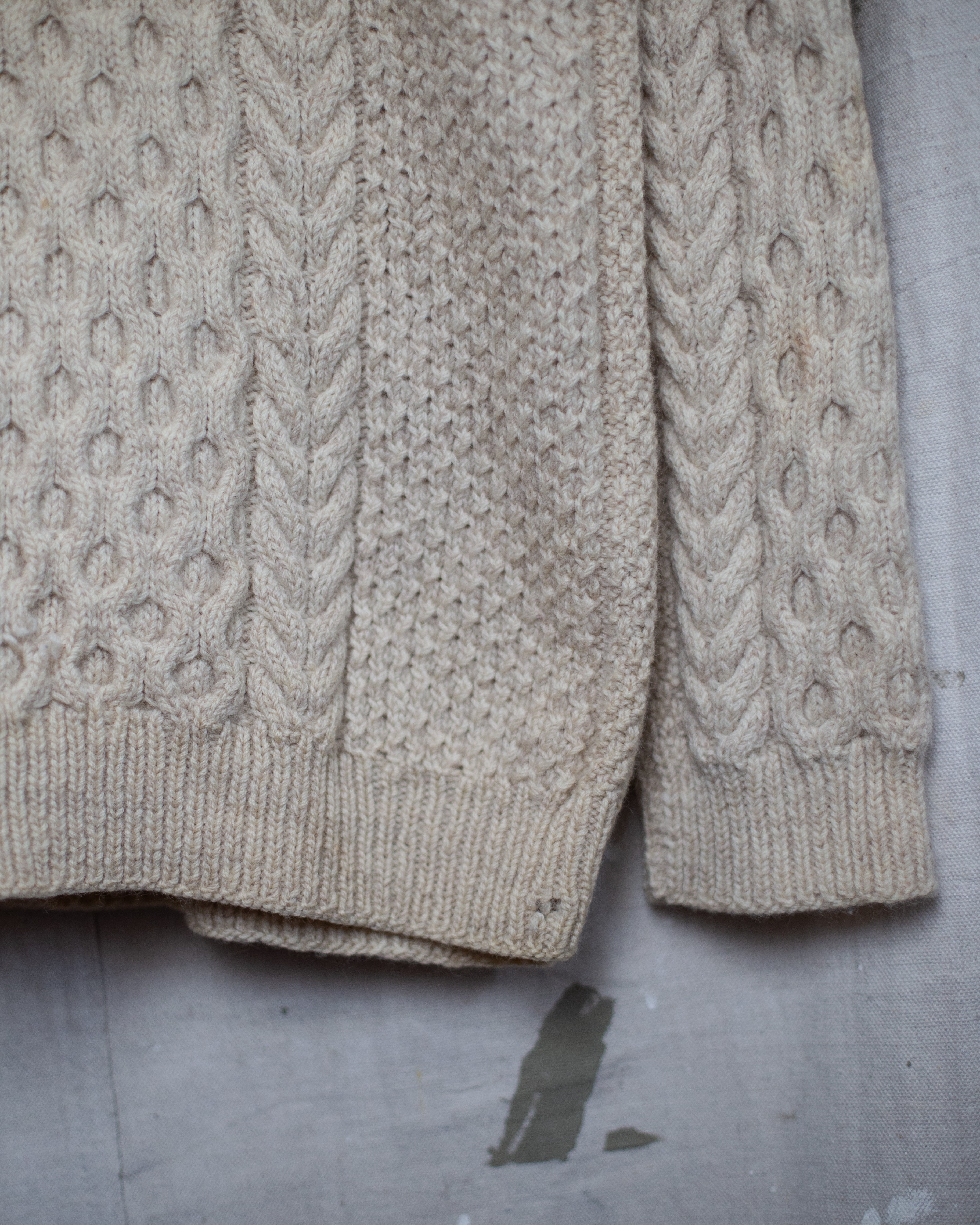 1960S Homemade Turtle Neck Cable Knit - L