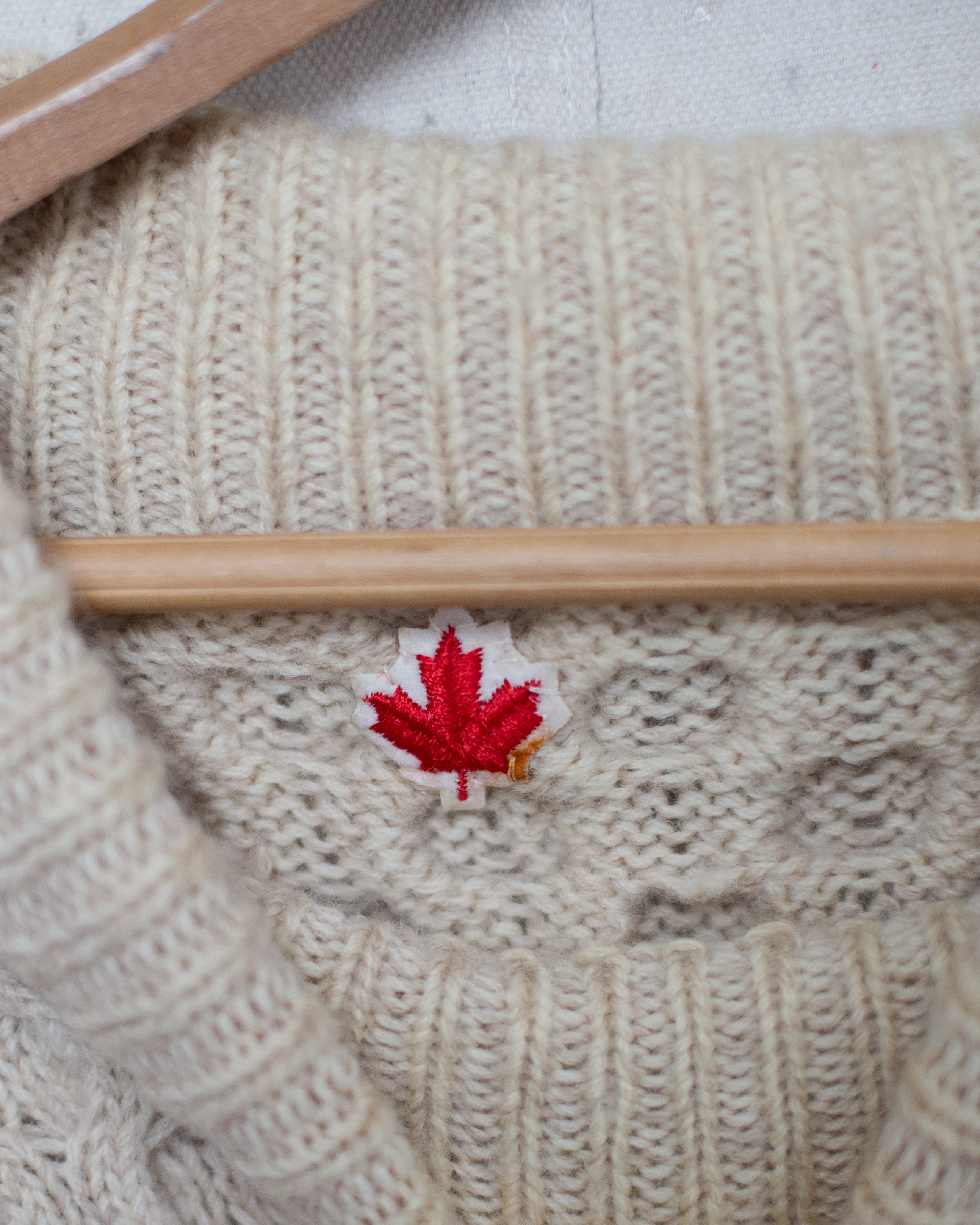 1960S Homemade Turtle Neck Cable Knit - L