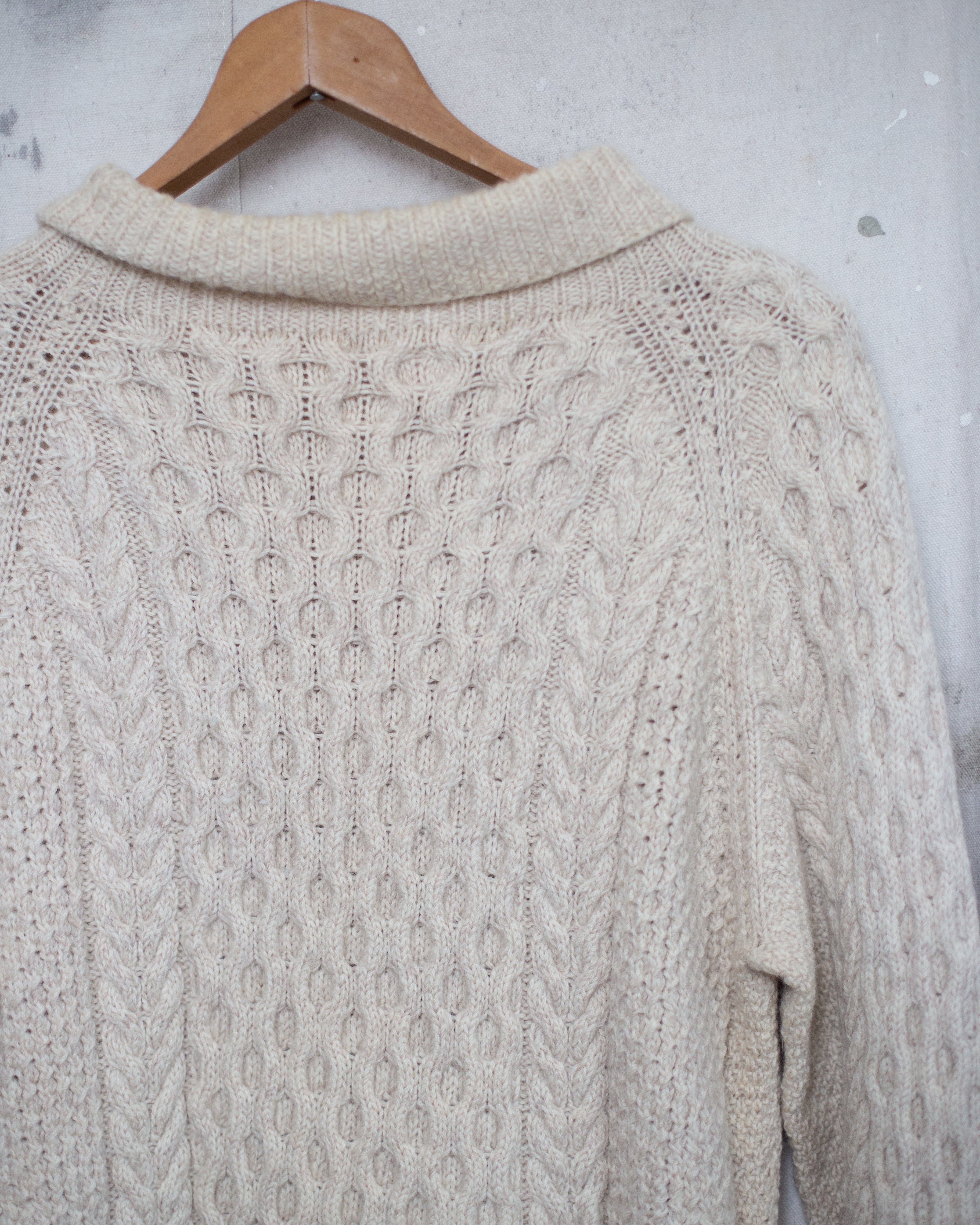 1960S Homemade Turtle Neck Cable Knit - L