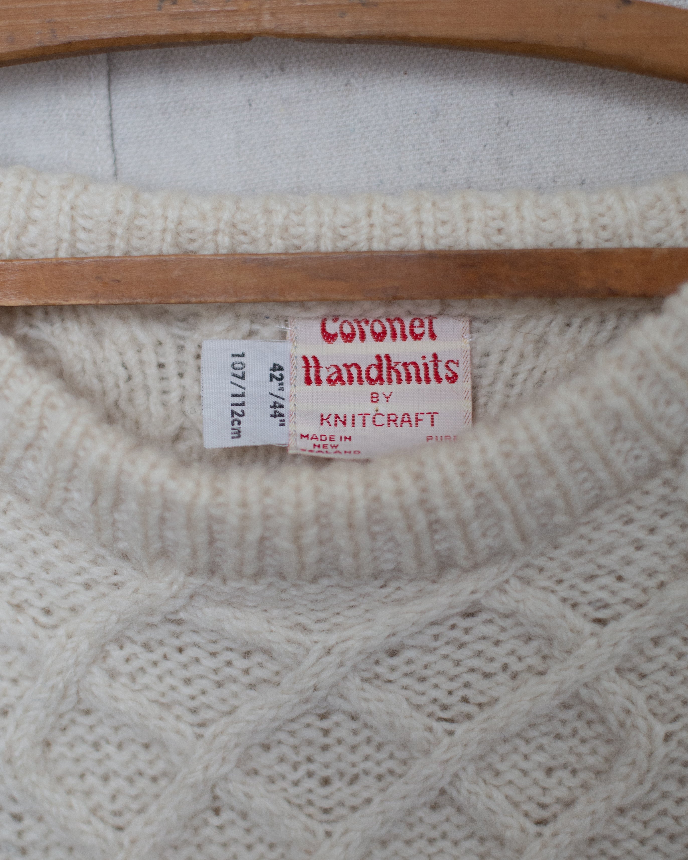 1970S Coroner Handknits Cable Knit - L