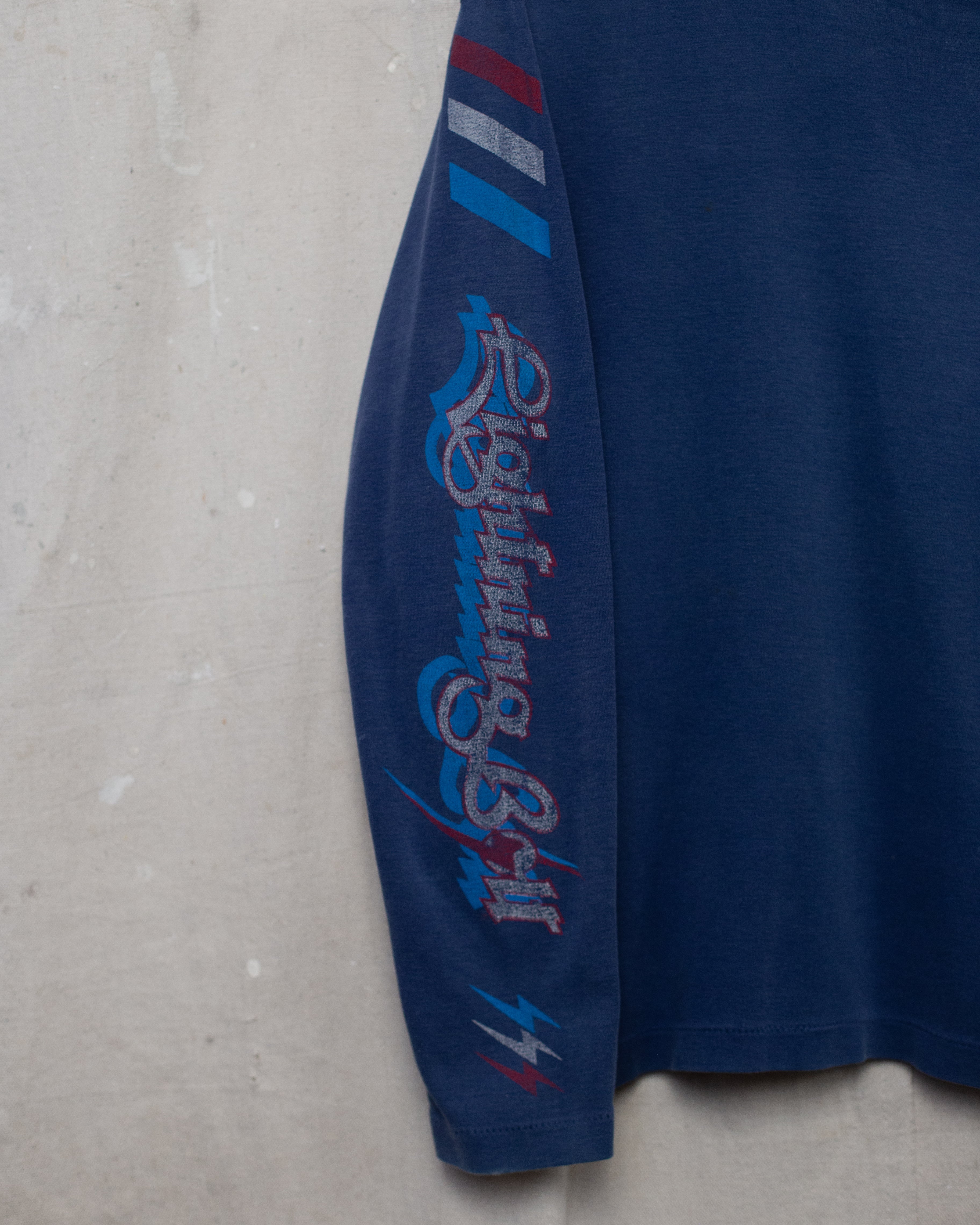 1970S Lighting Bolt Surf Wear Long Sleeve Tee - M