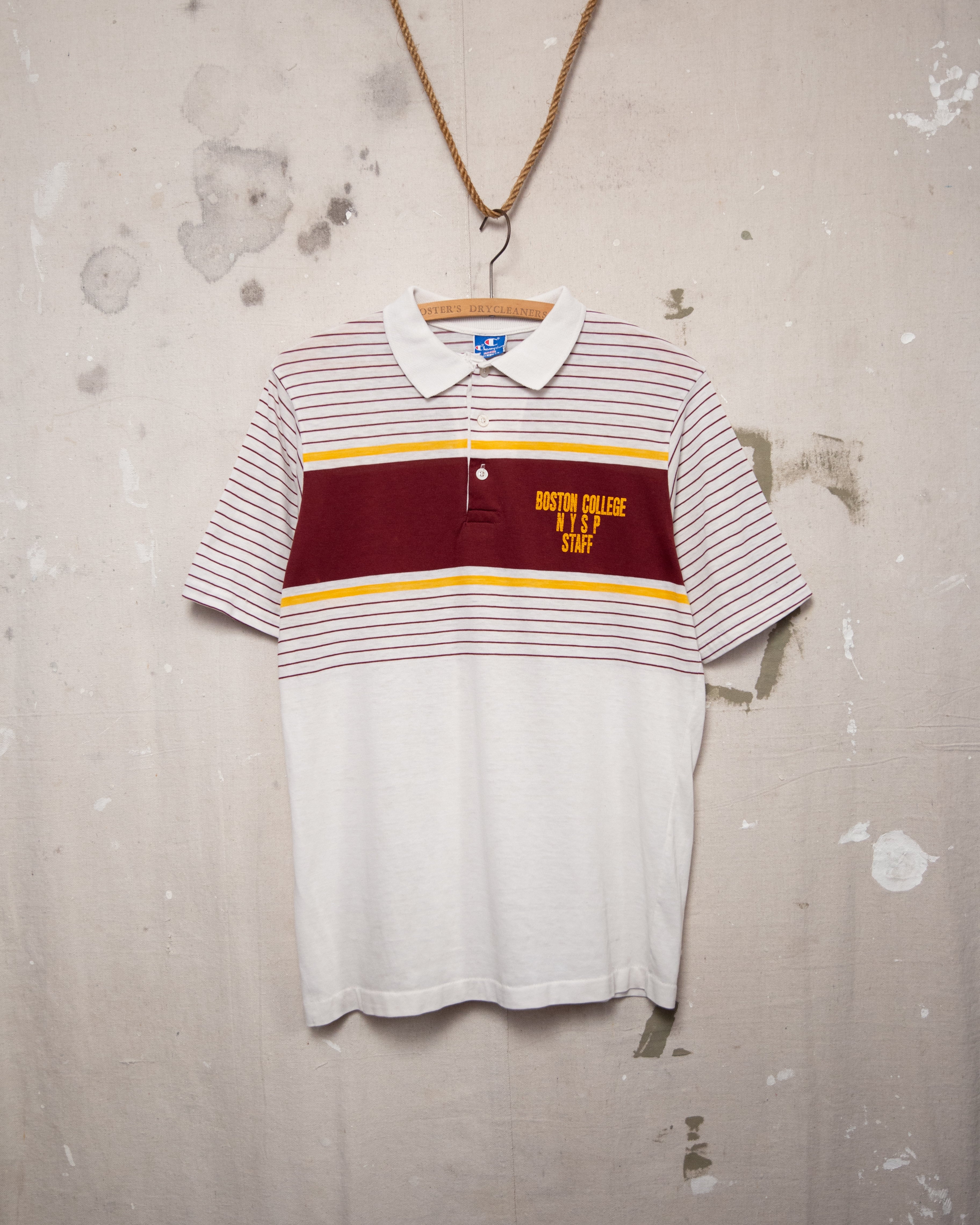 1990S Well Worn Stripy Polo - L