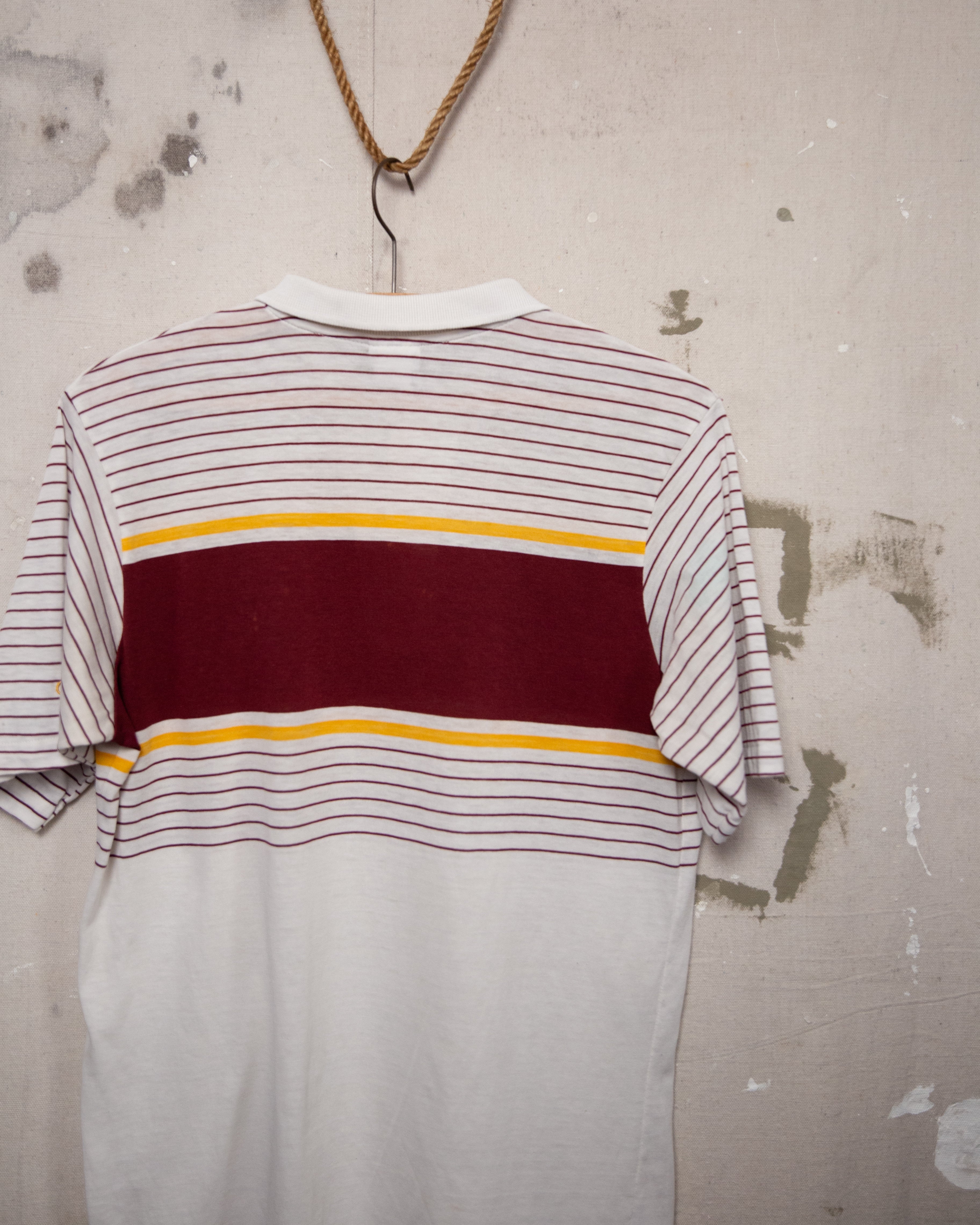 1990S Well Worn Stripy Polo - L