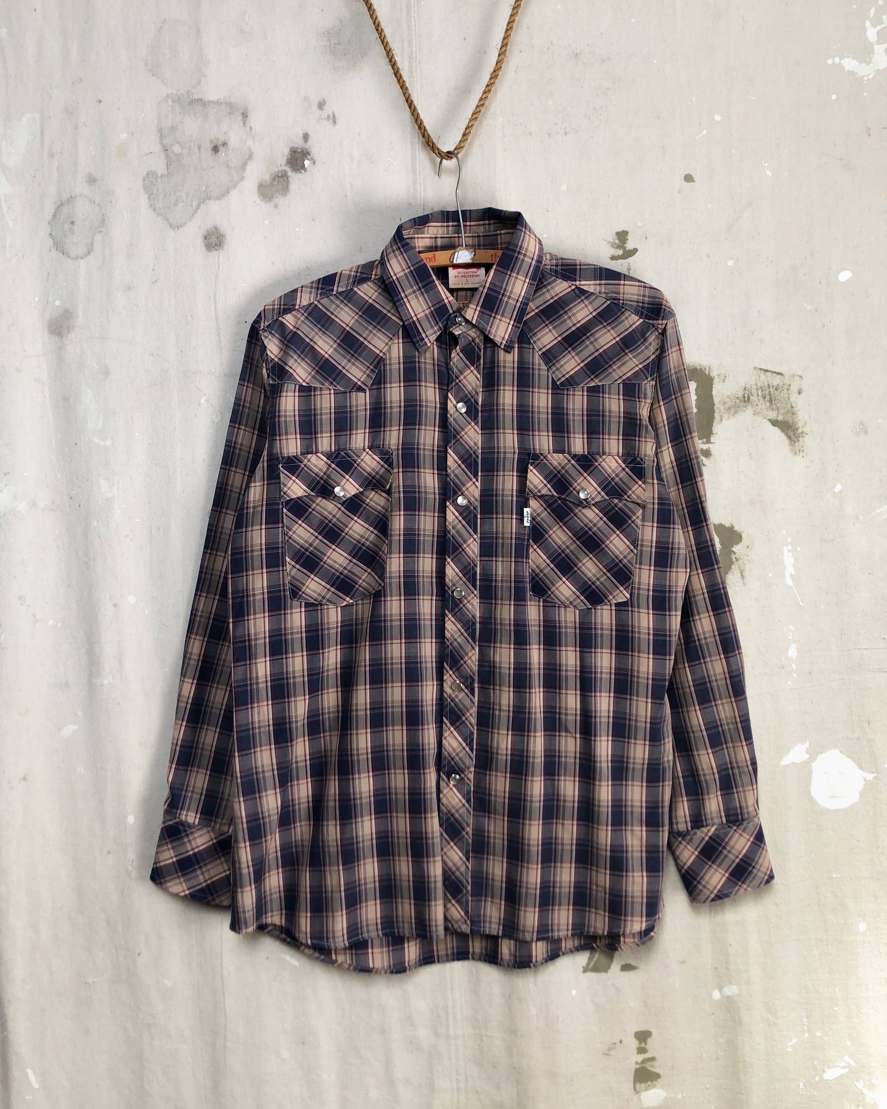 1980S NZ MAde Levis Pearl Snap Shirt - L