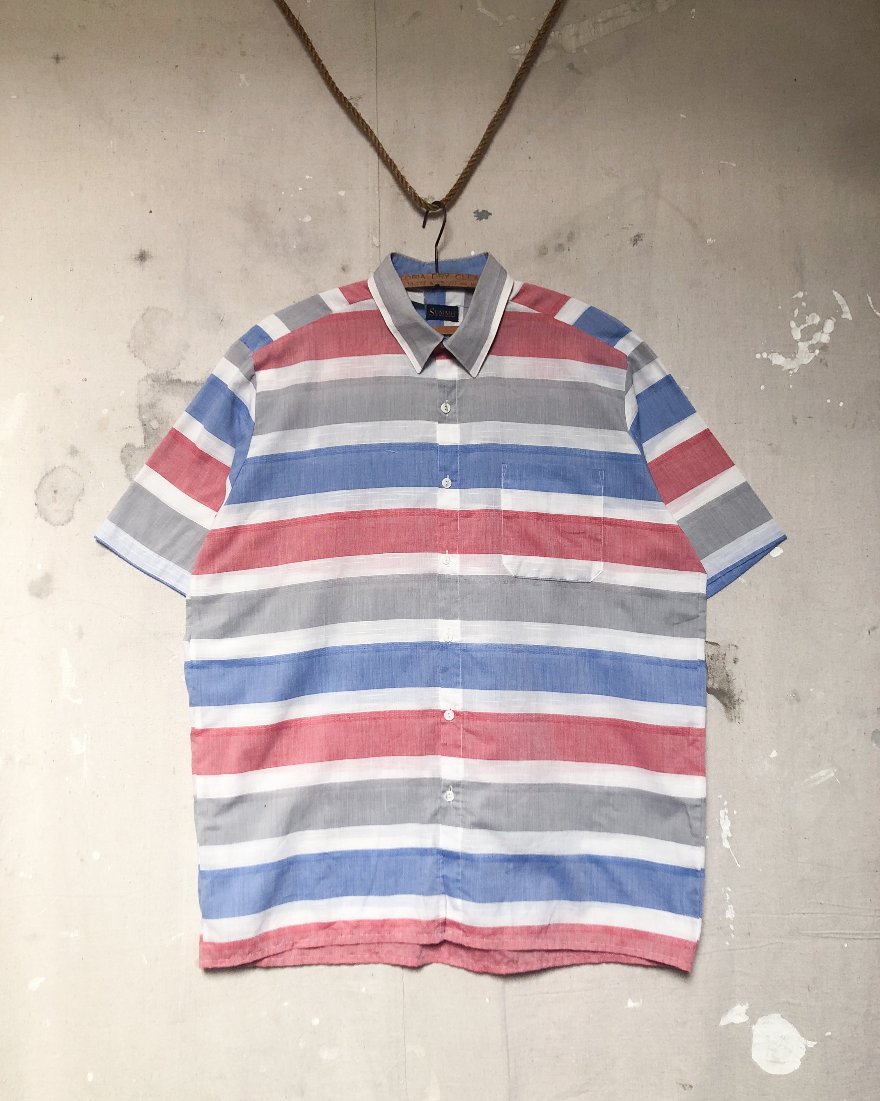 1980S Summit Striped Short Sleeve Shirt - L