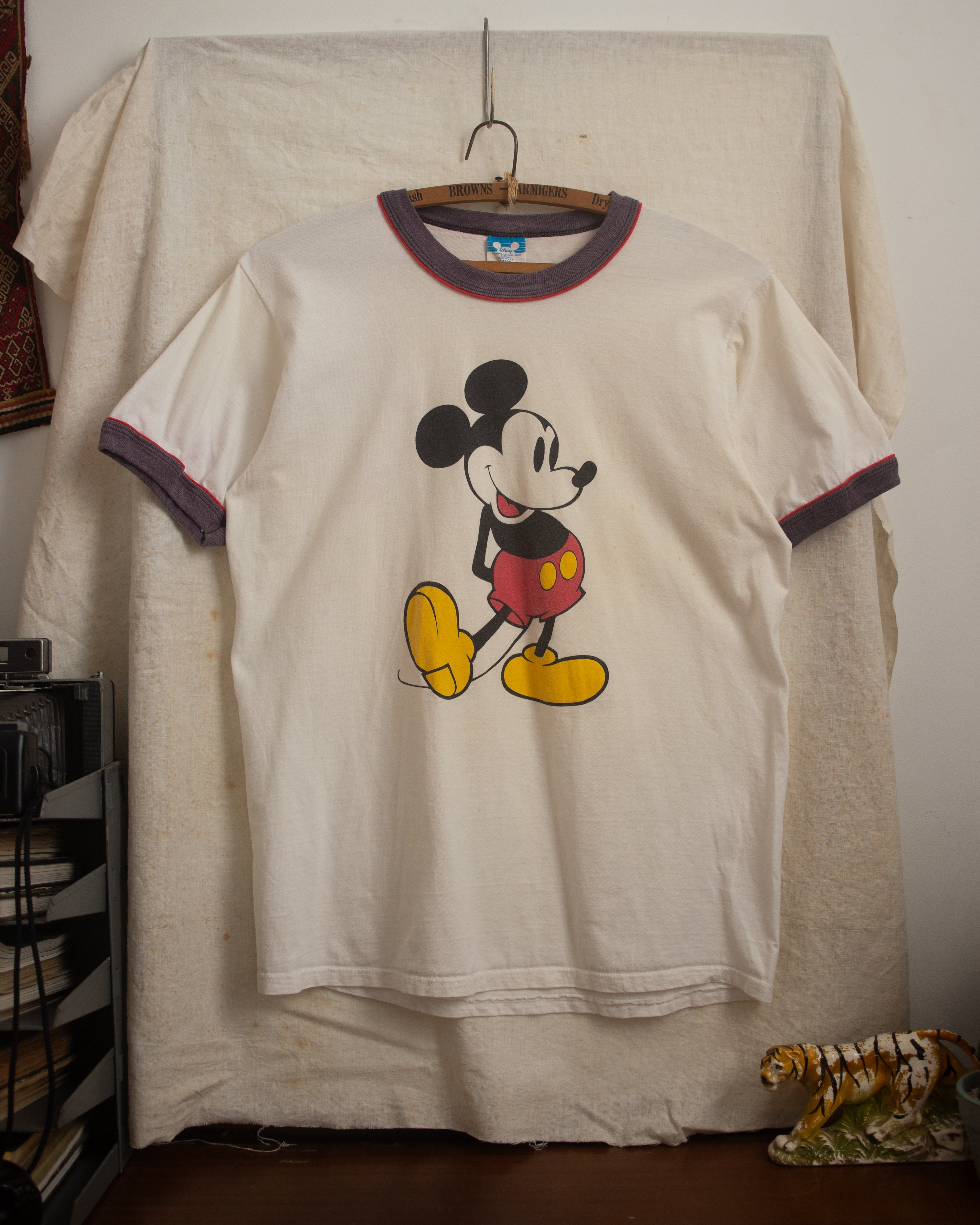 1980S Distressed Mickey Mouse Ringer Tee I L