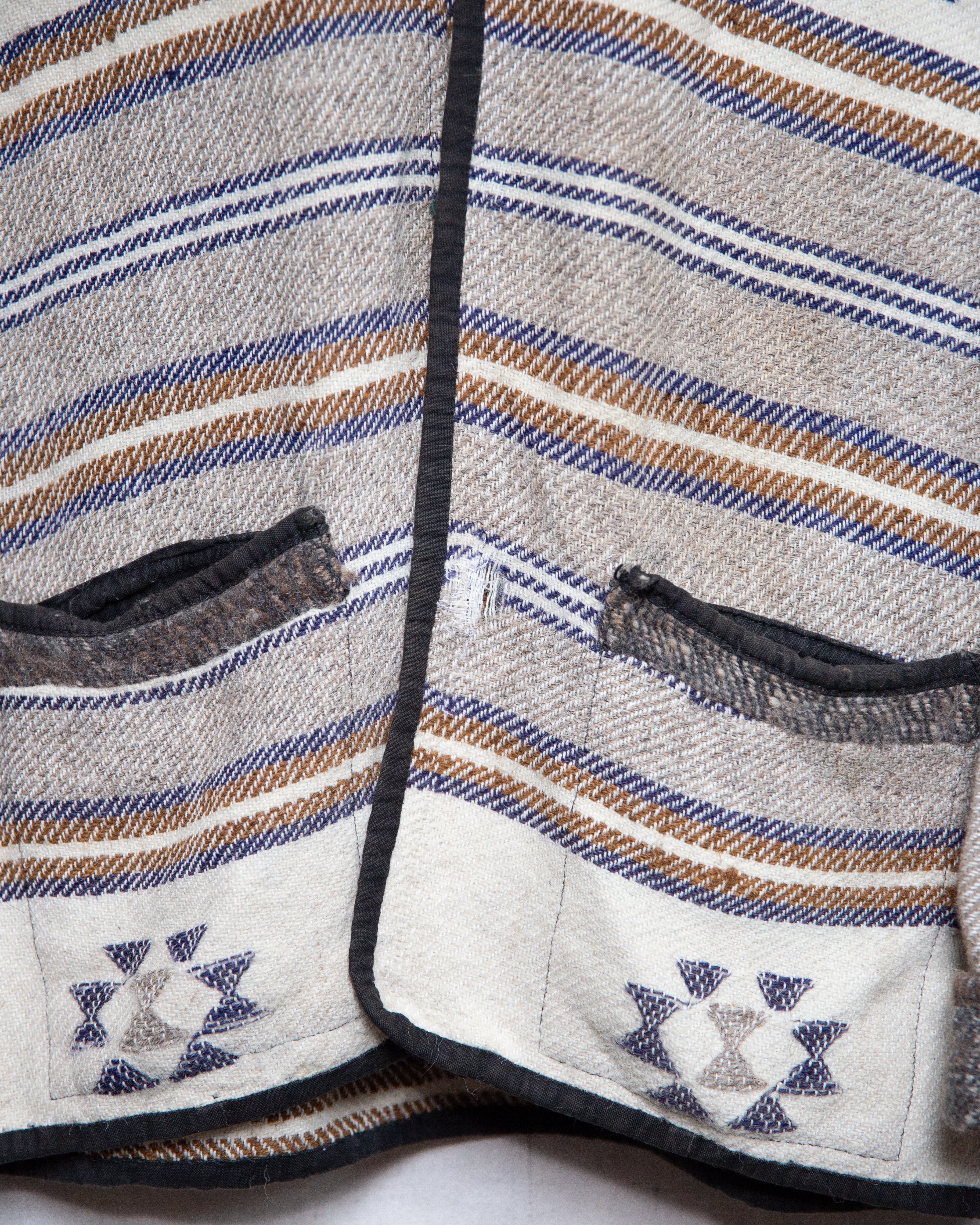 Thrashed Wool Aztec Pattern Jacket- M