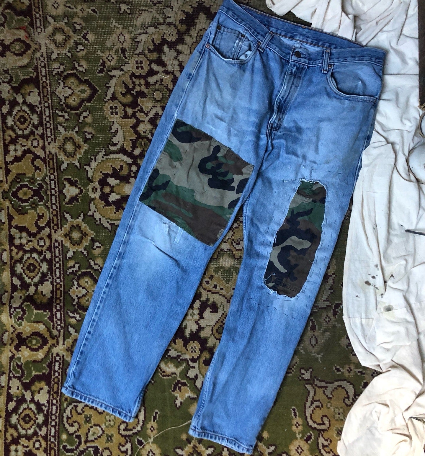 Thrashed custom repaired levis