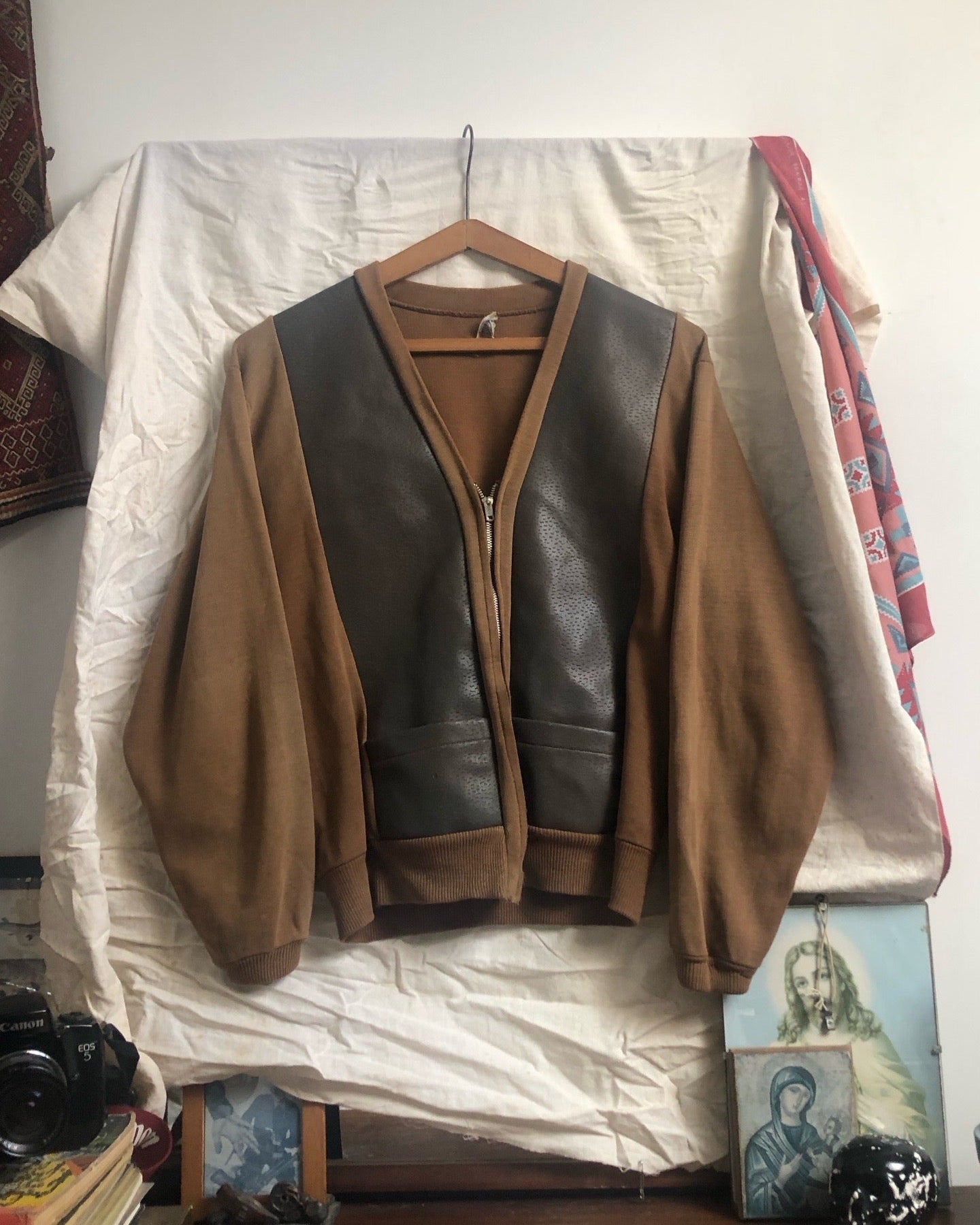 50s/60s vinyl knit cardigan