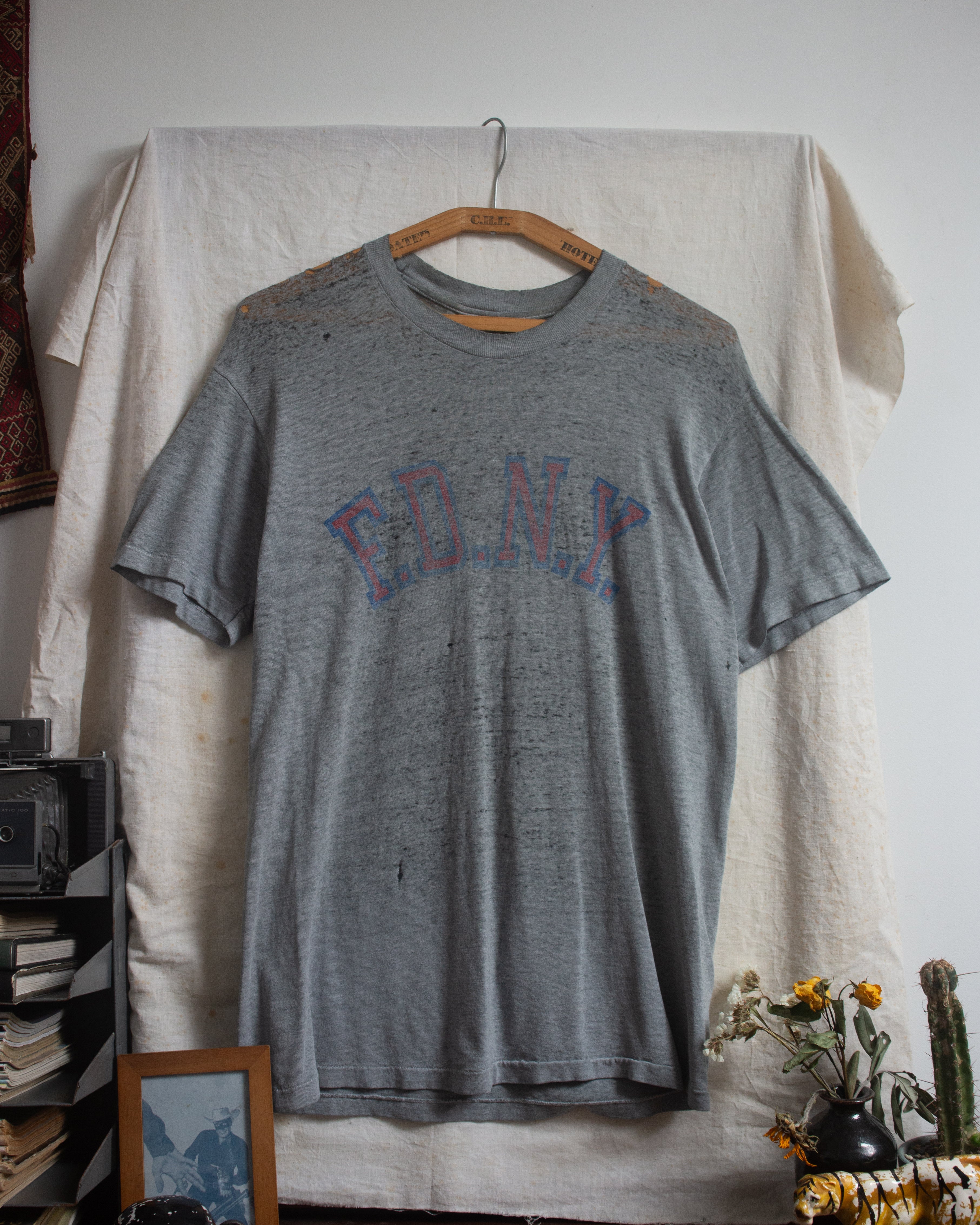 1980S FDNY Thrashed And Paper Thin Tee Size L