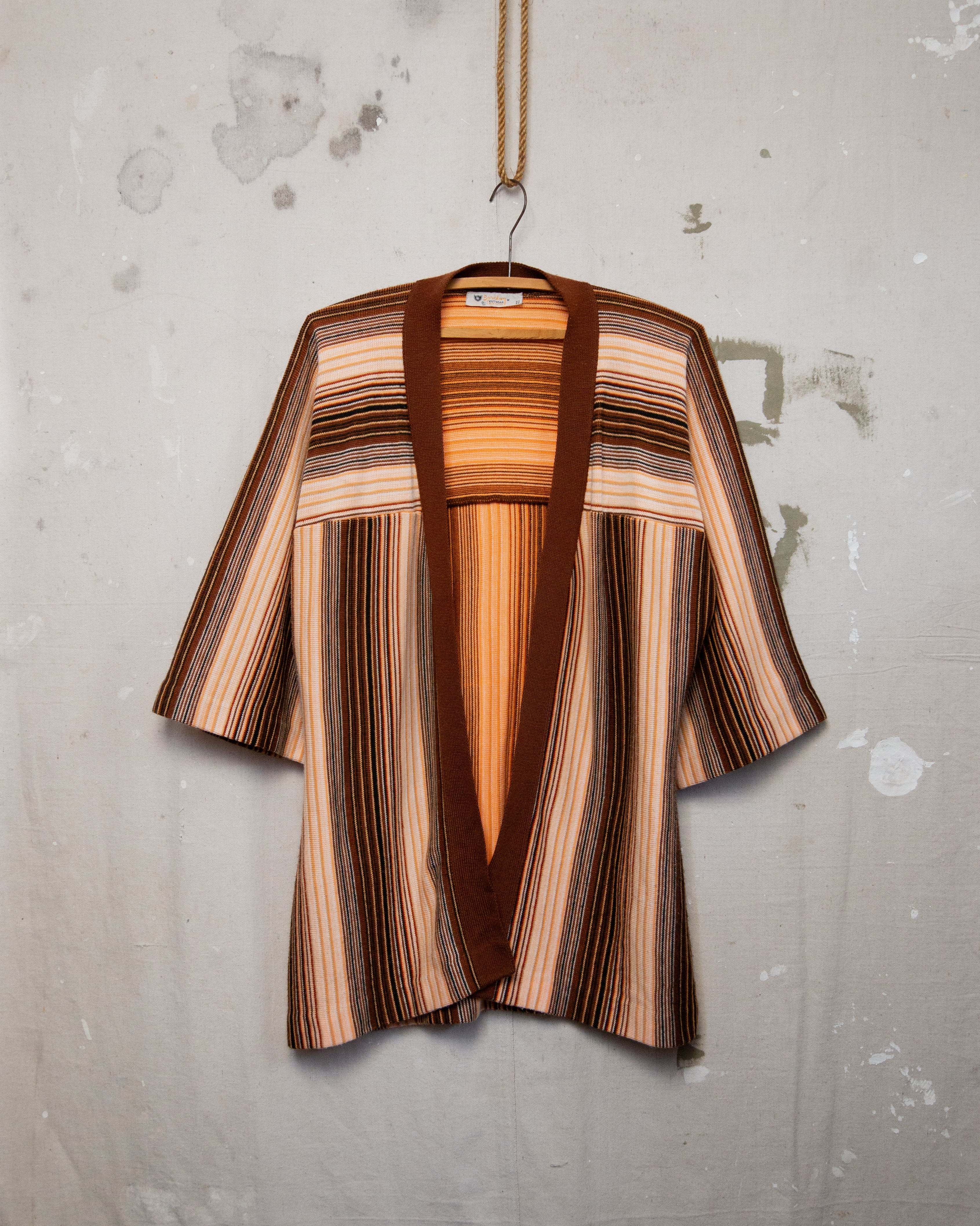 1970S Kimino Style Stripy Cardigan - M