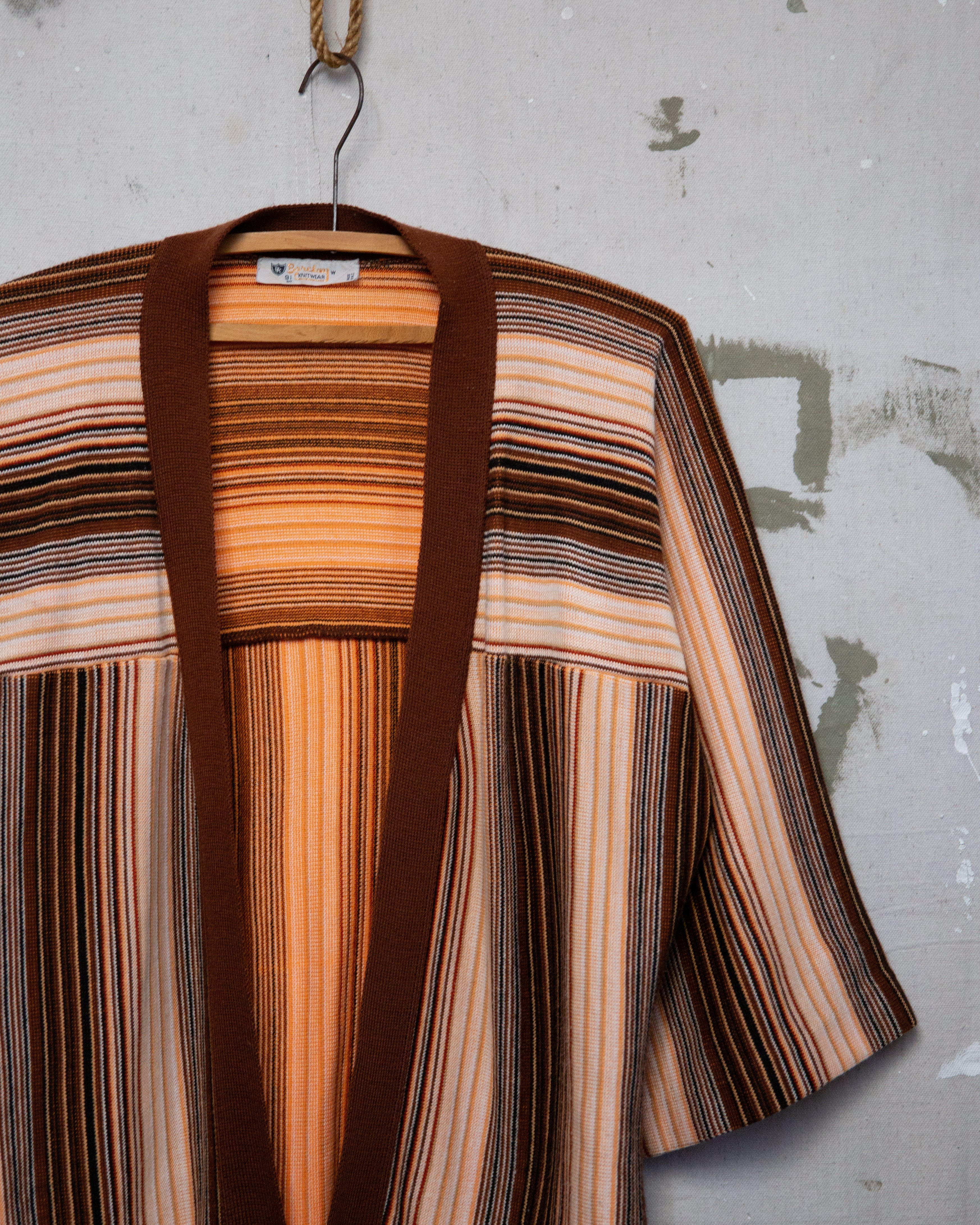 1970S Kimino Style Stripy Cardigan - M
