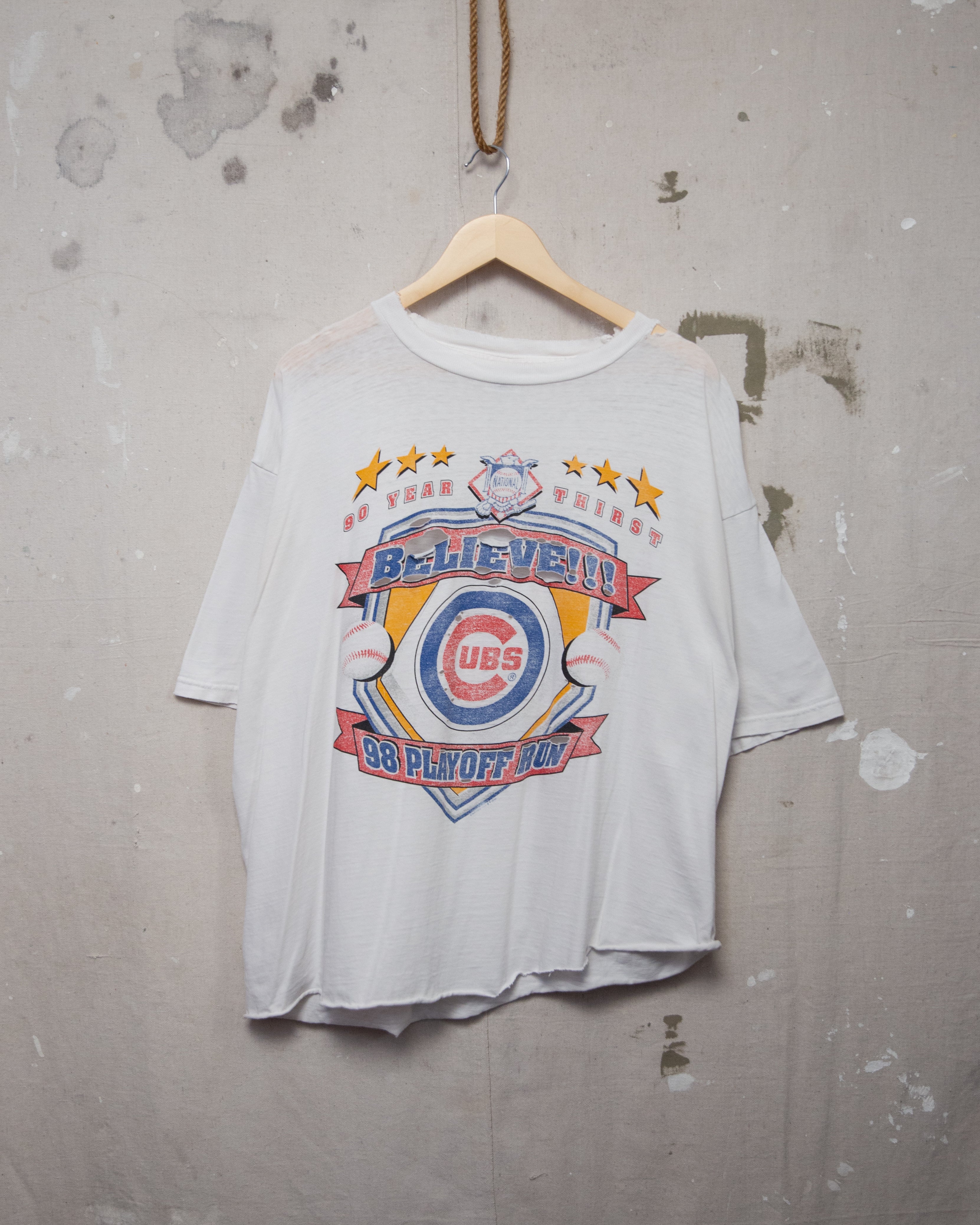 1990S Thrashed Cropped Cubs Tee - XL