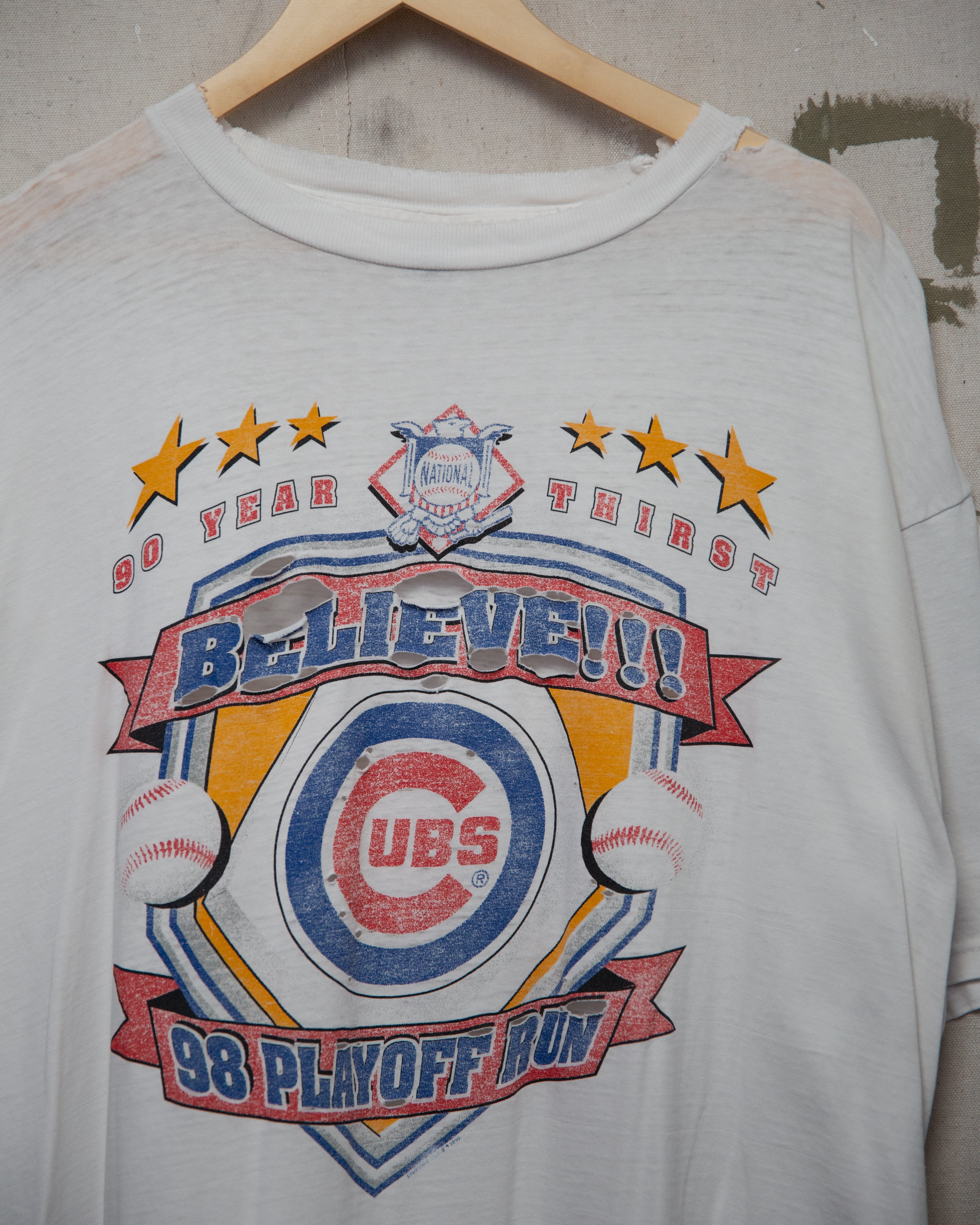 1990S Thrashed Cropped Cubs Tee - XL