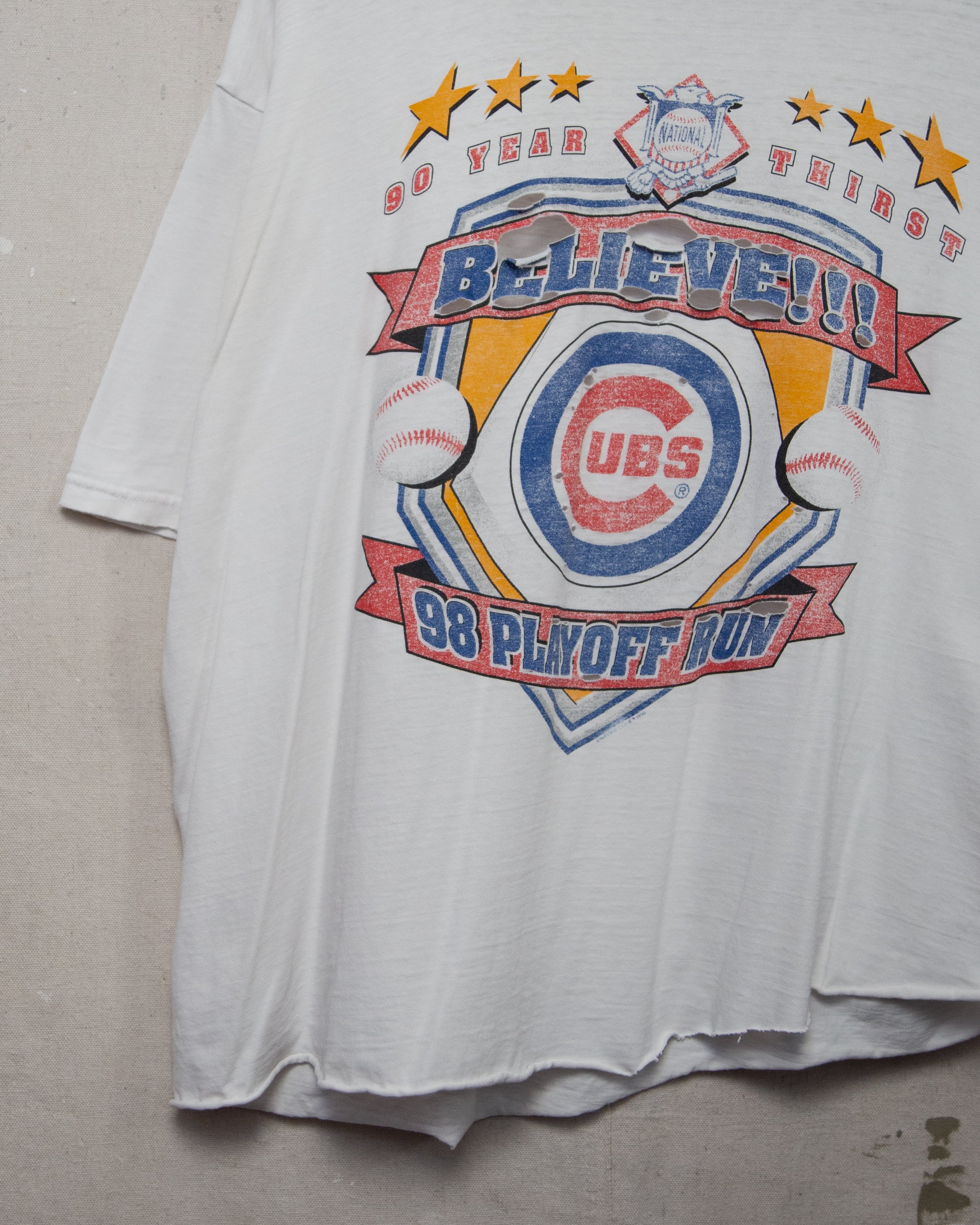 1990S Thrashed Cropped Cubs Tee - XL