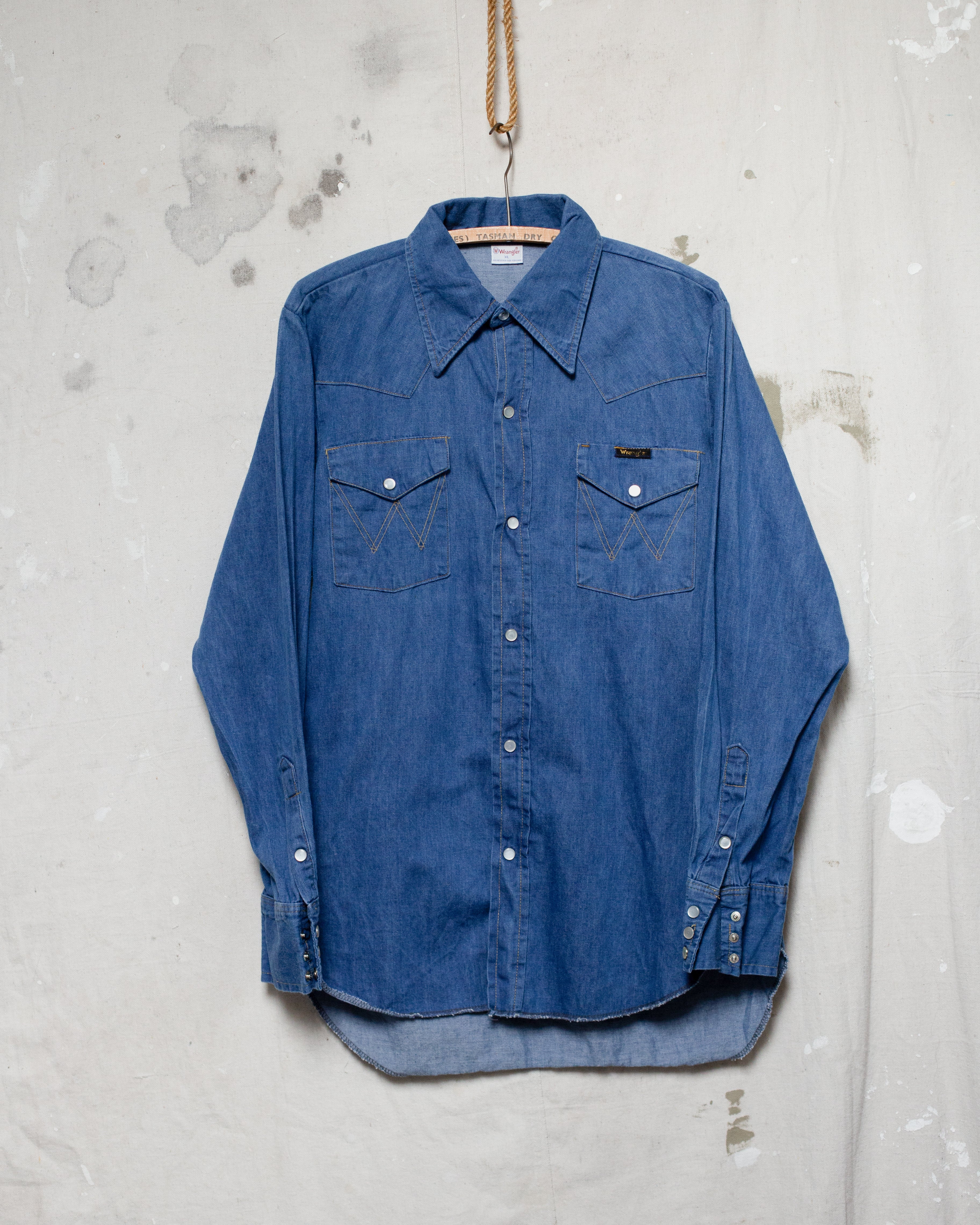 1980S/90S NZ Made Wrangler Pearl Snap Shirt - XL