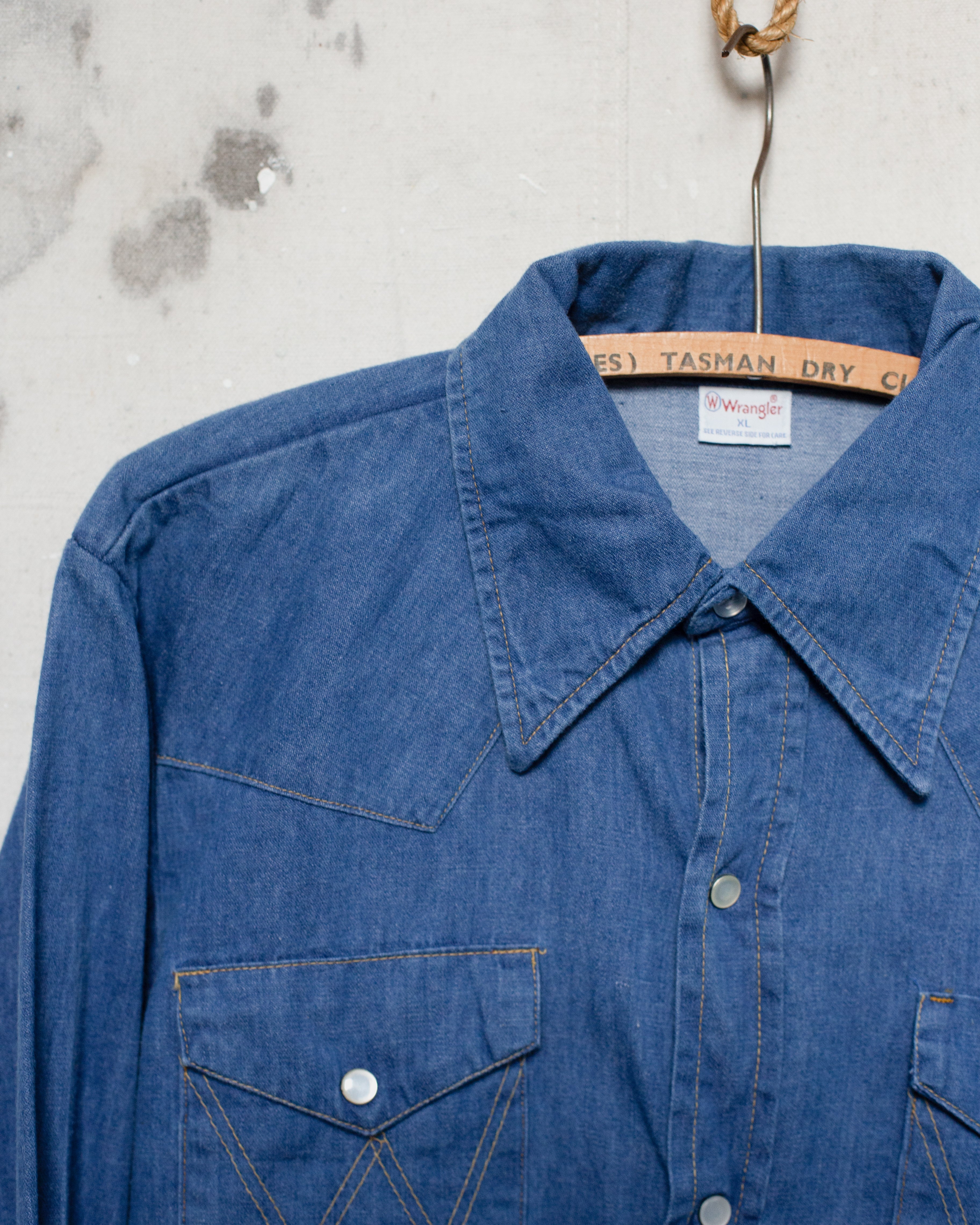 1980S/90S NZ Made Wrangler Pearl Snap Shirt - XL
