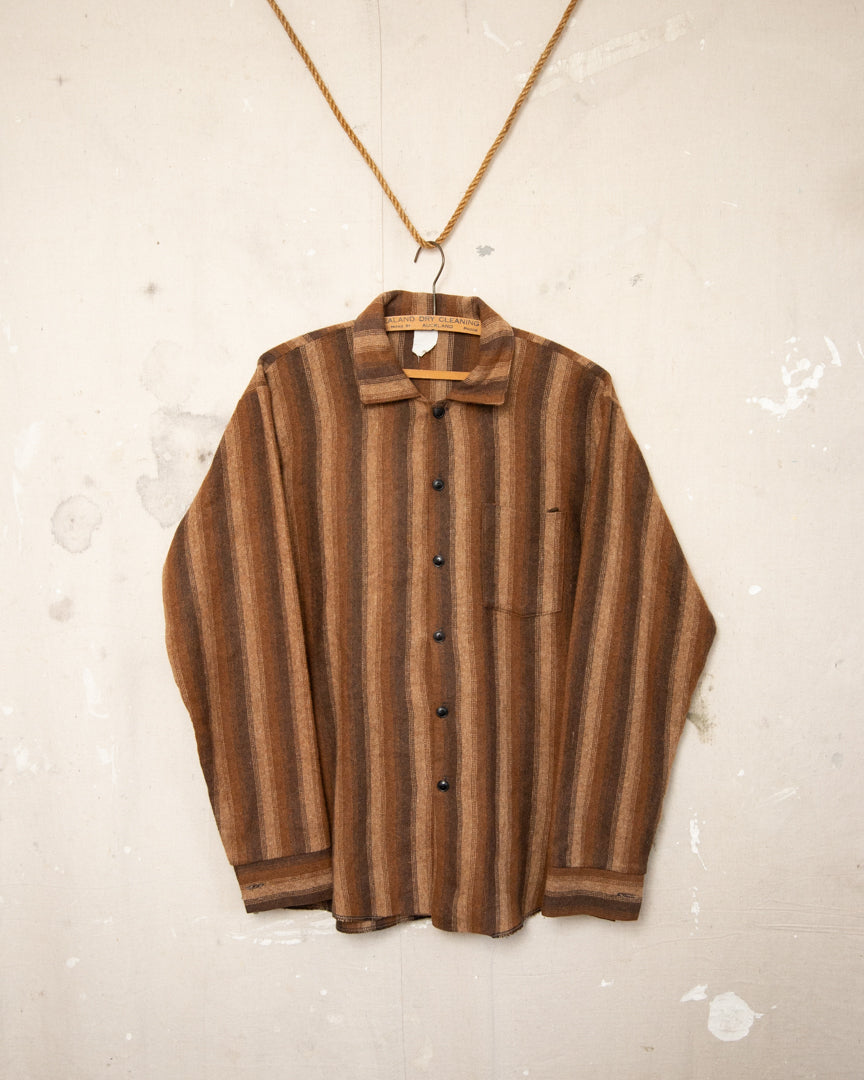 1970S Striped Wool Shirt - M