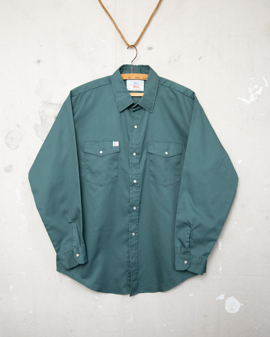 1980S Big Bill Pearl Snap Work Shirt - L