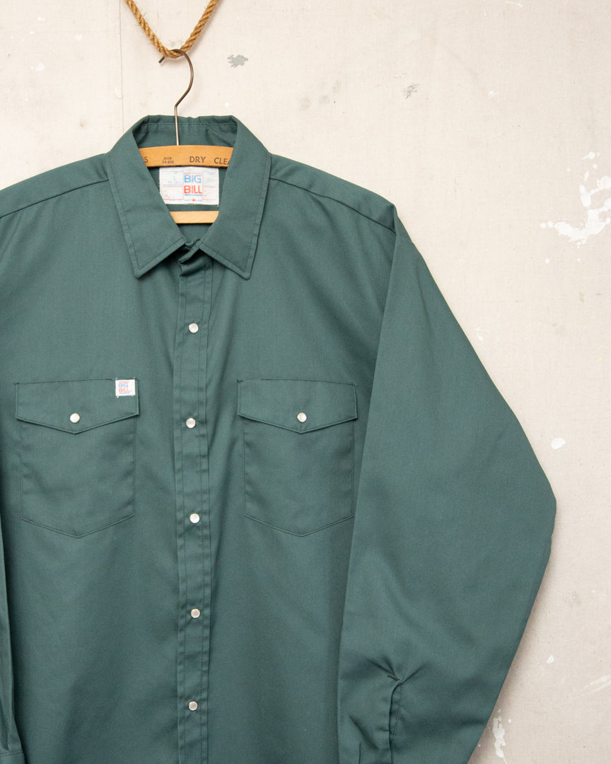 1980S Big Bill Pearl Snap Work Shirt - L