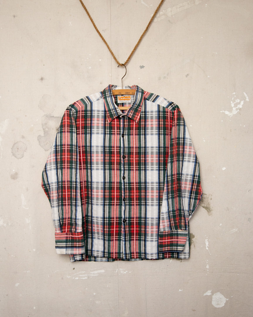 1970S Well Worn Cropped Patterned Shirt - S/M