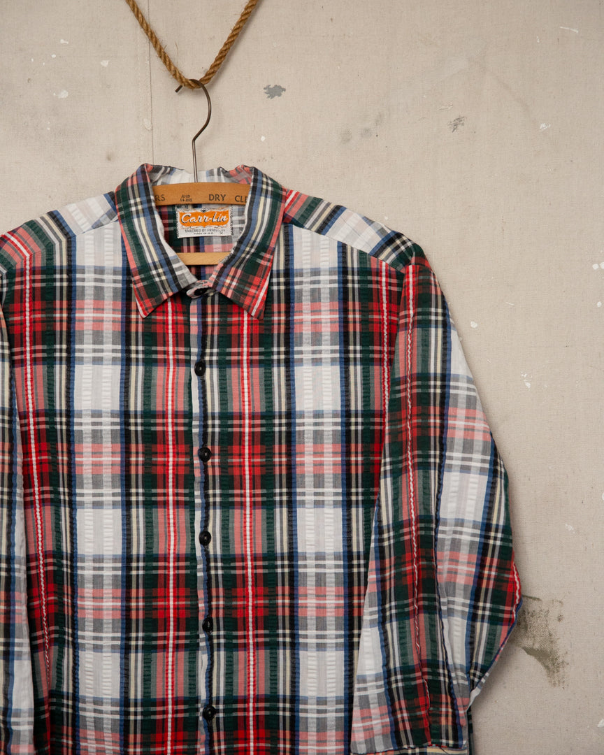 1970S Well Worn Cropped Patterned Shirt - S/M