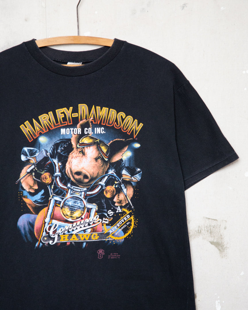 1980/90S Australian 3D Emblem Harley Davidson Hawg Tee - L