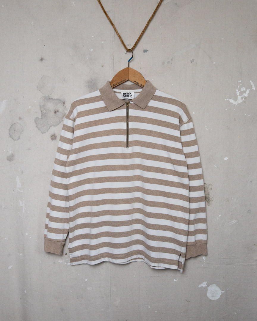 Baker Street Striped 1/4 Zip Shirt - M