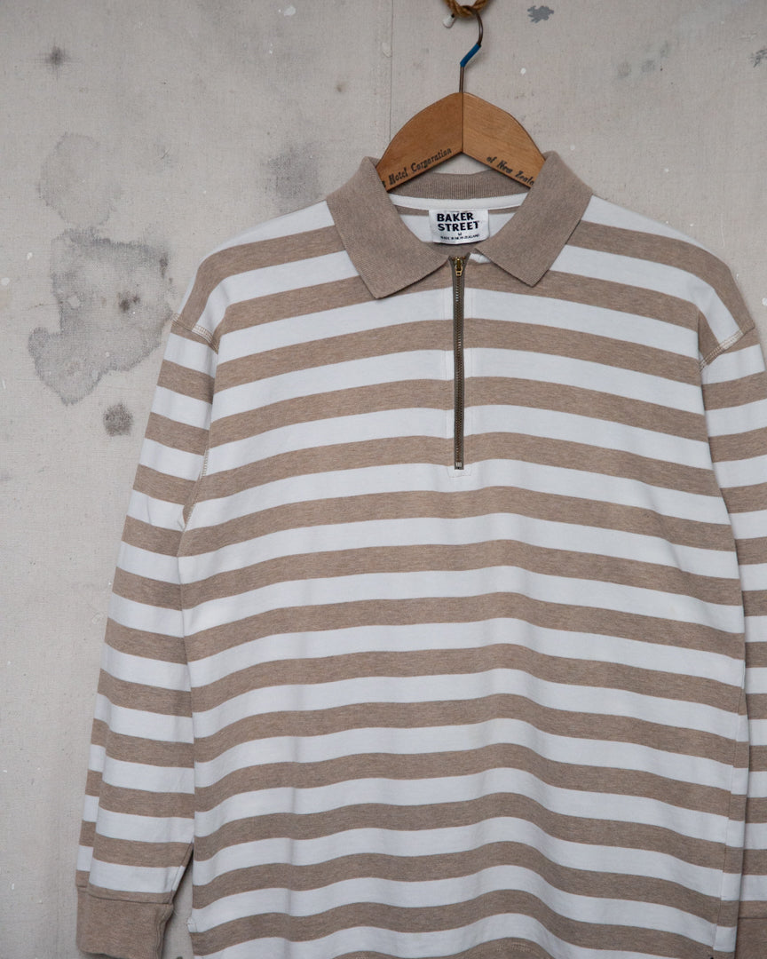 Baker Street Striped 1/4 Zip Shirt - M