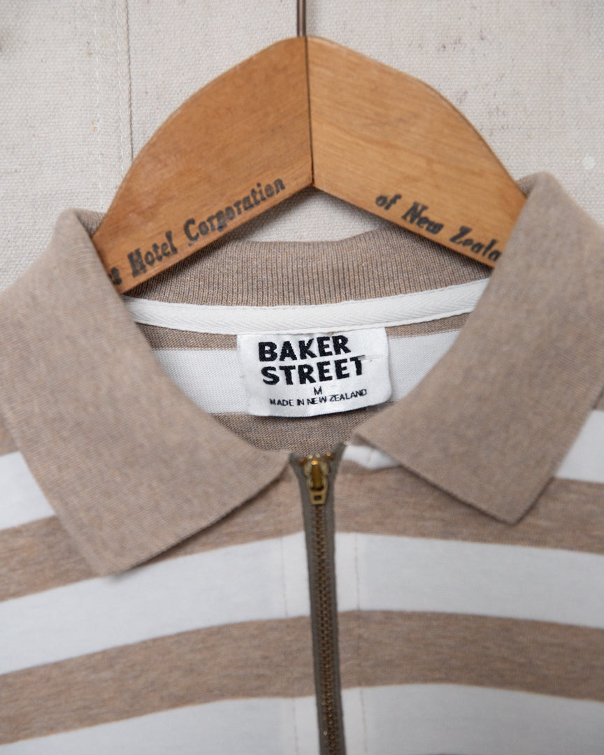 Baker Street Striped 1/4 Zip Shirt - M