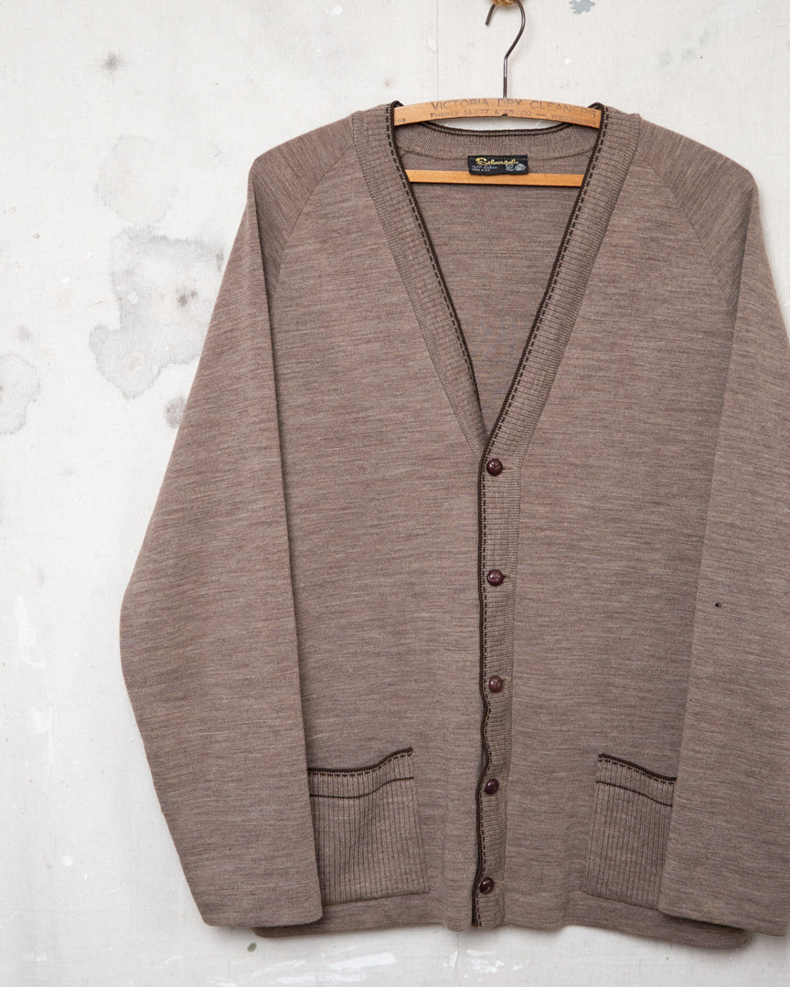 1970S Well Worn Brown Cardigan - M