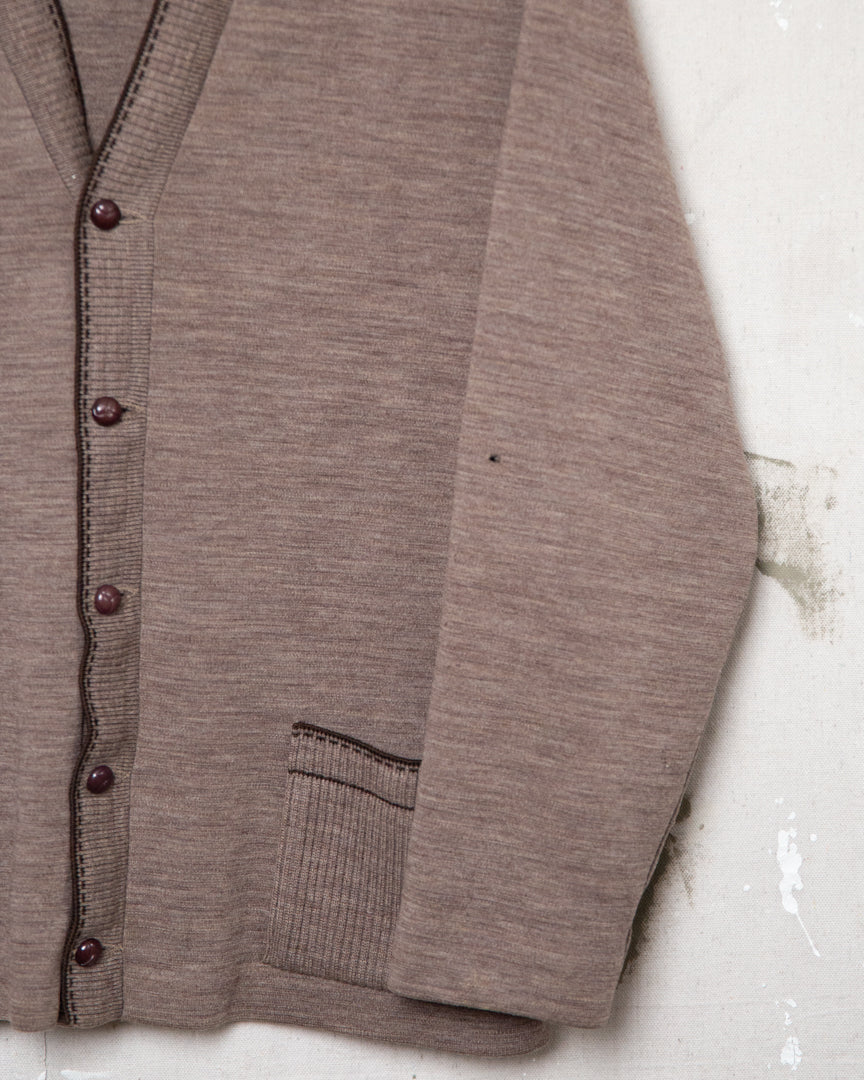 1970S Well Worn Brown Cardigan - M