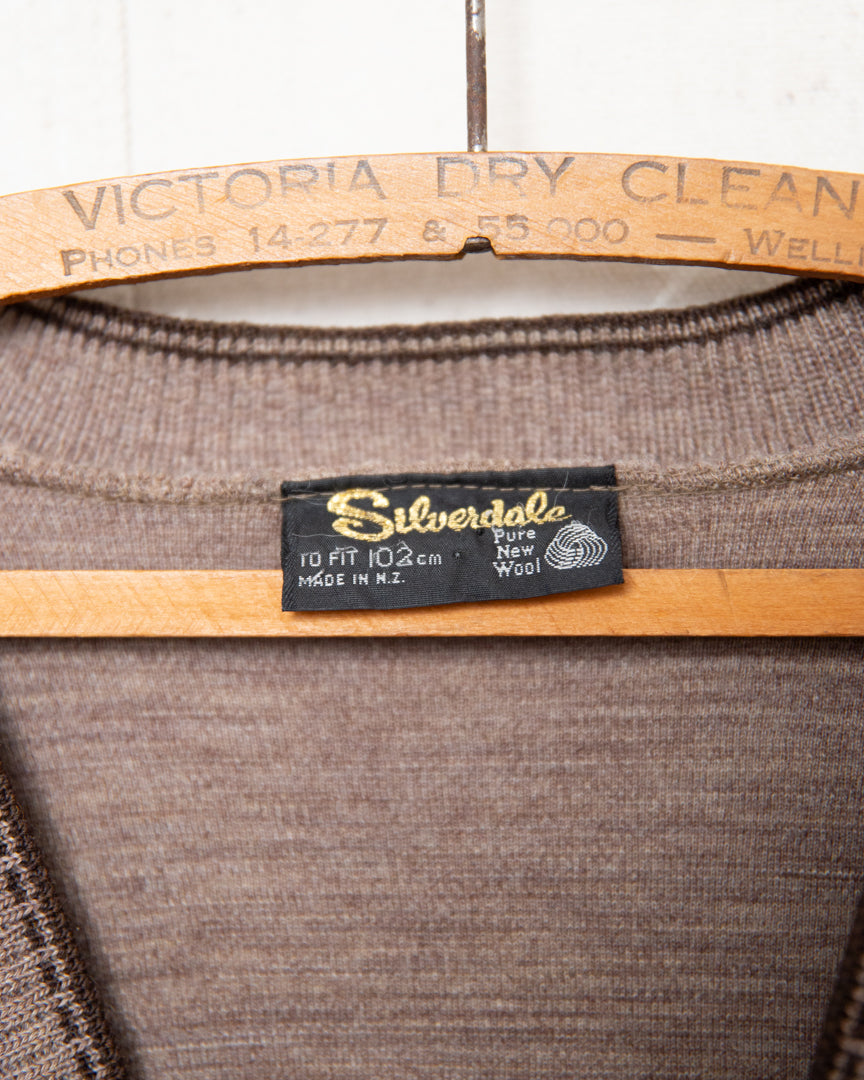 1970S Well Worn Brown Cardigan - M
