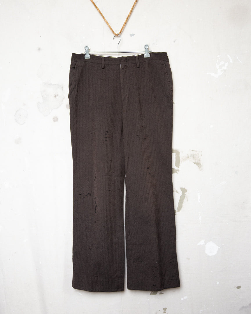 1970s Well Worn Wool Herringbone Pants - 32