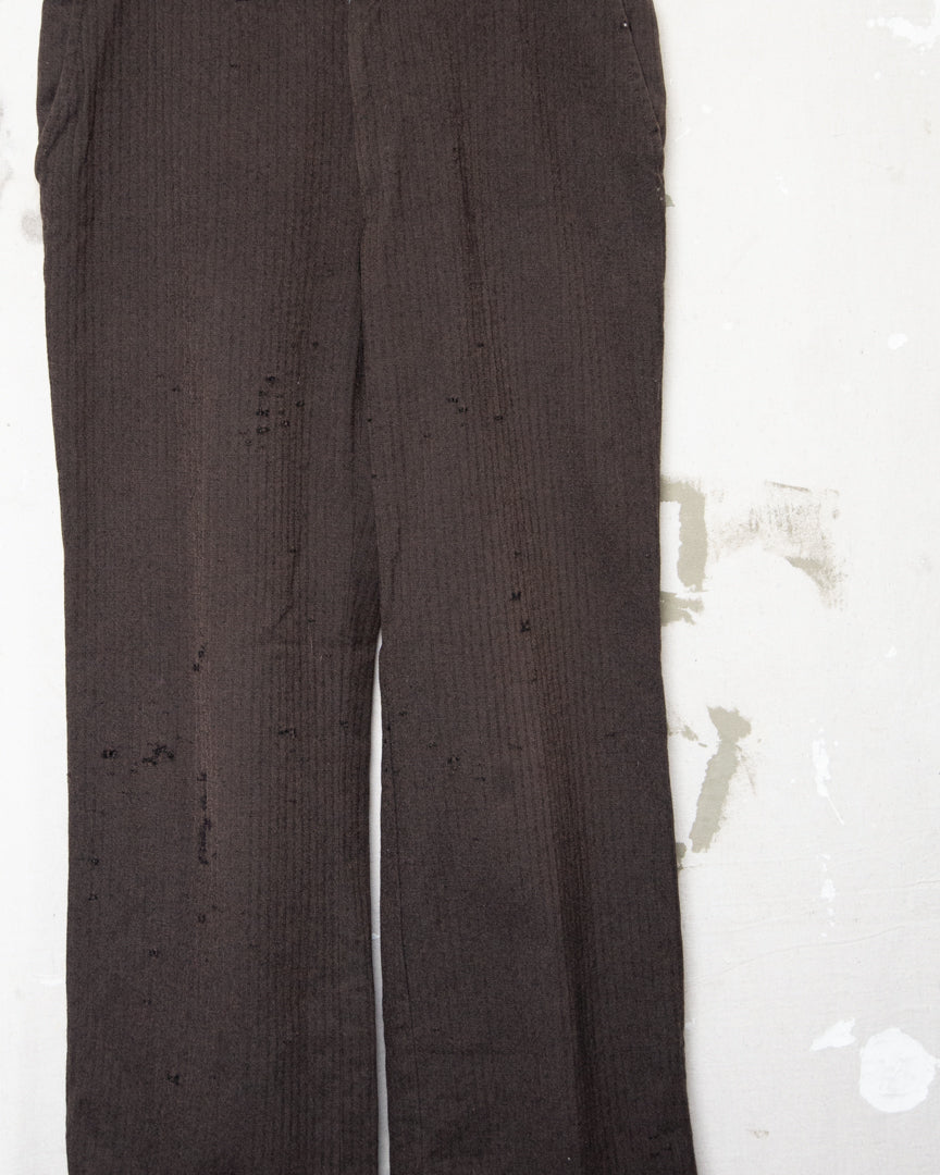 1970s Well Worn Wool Herringbone Pants - 32