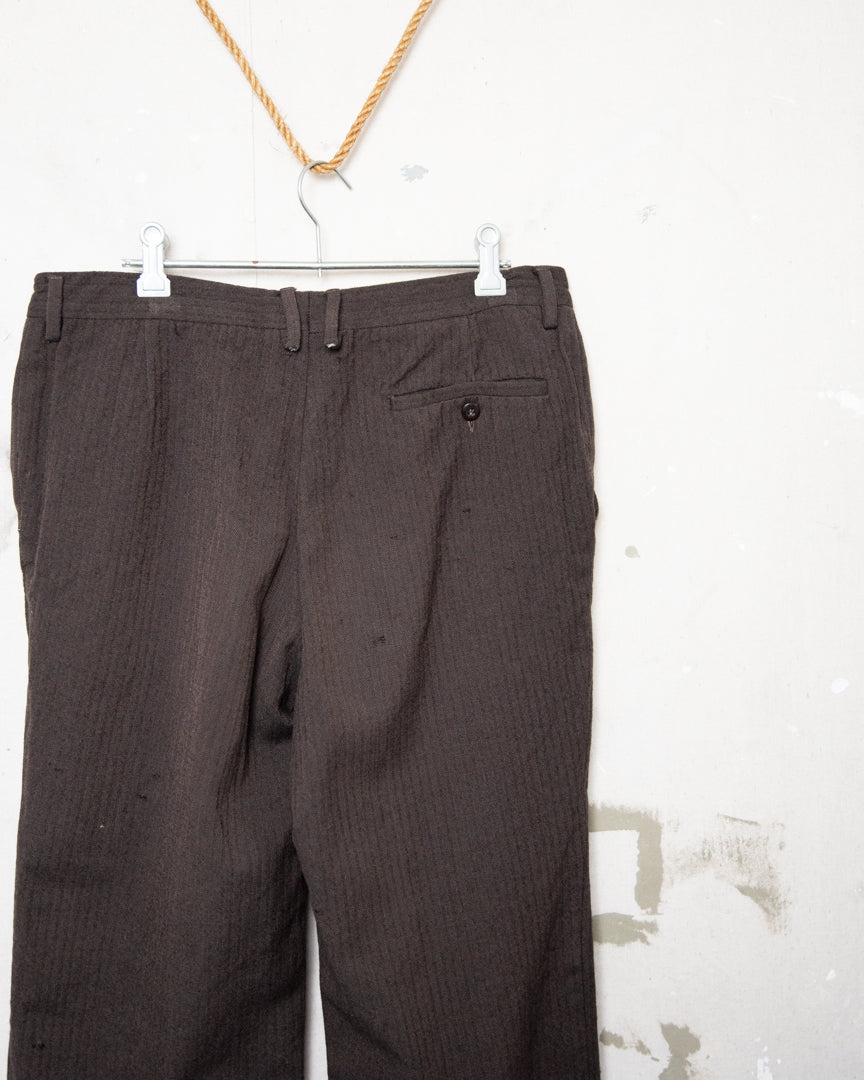 1970s Well Worn Wool Herringbone Pants - 32