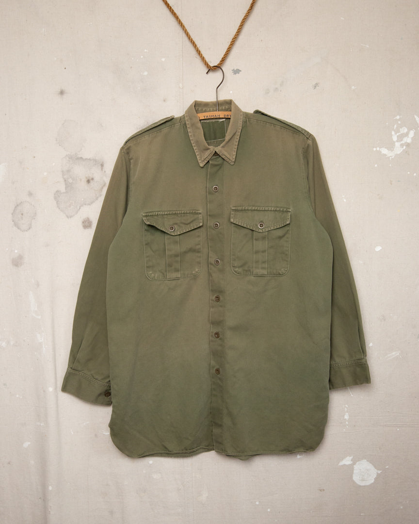 1970S Well Worn Faded NZ Army Shirt - M