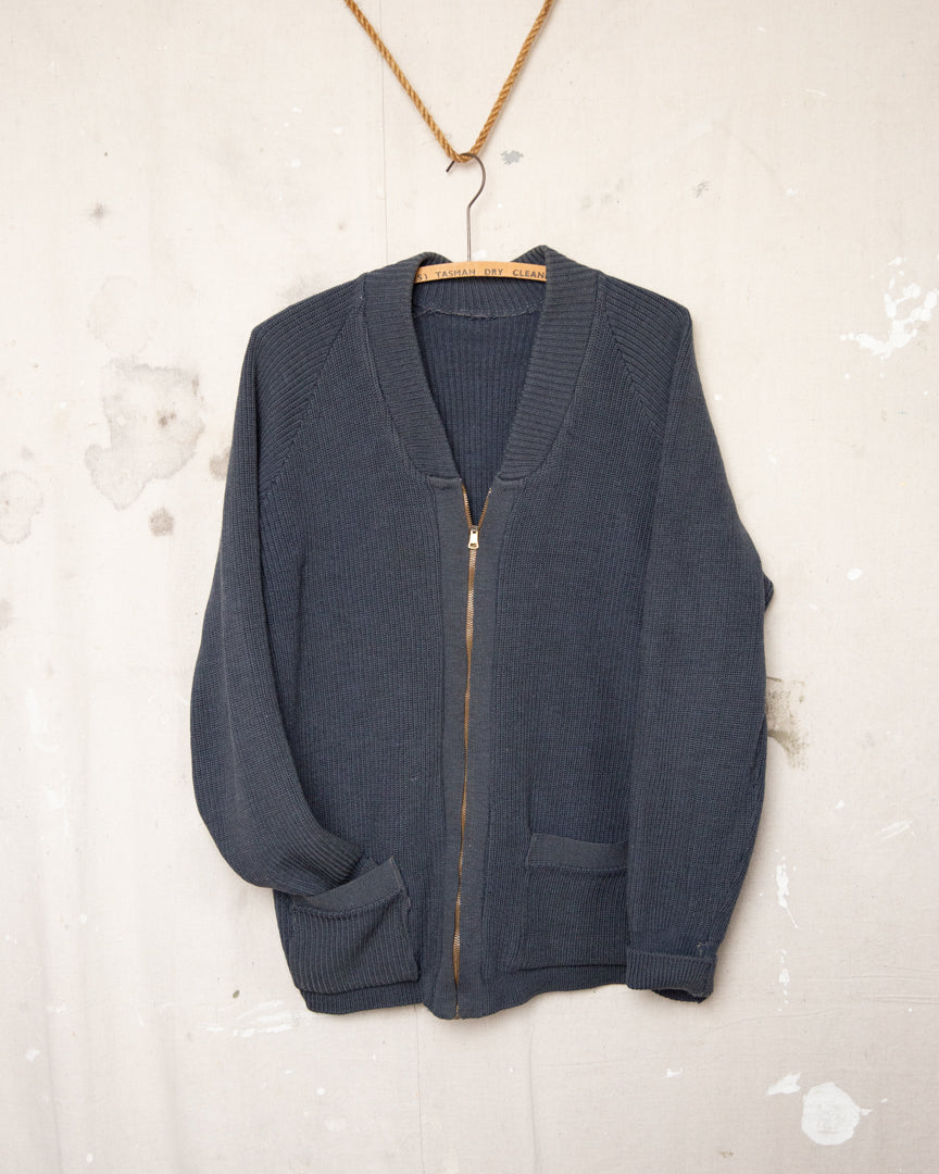 1950S/60S Well Worn Zip Cardigan - L
