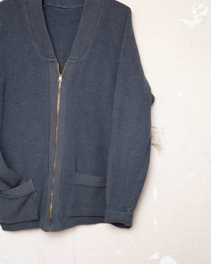 1950S/60S Well Worn Zip Cardigan - L