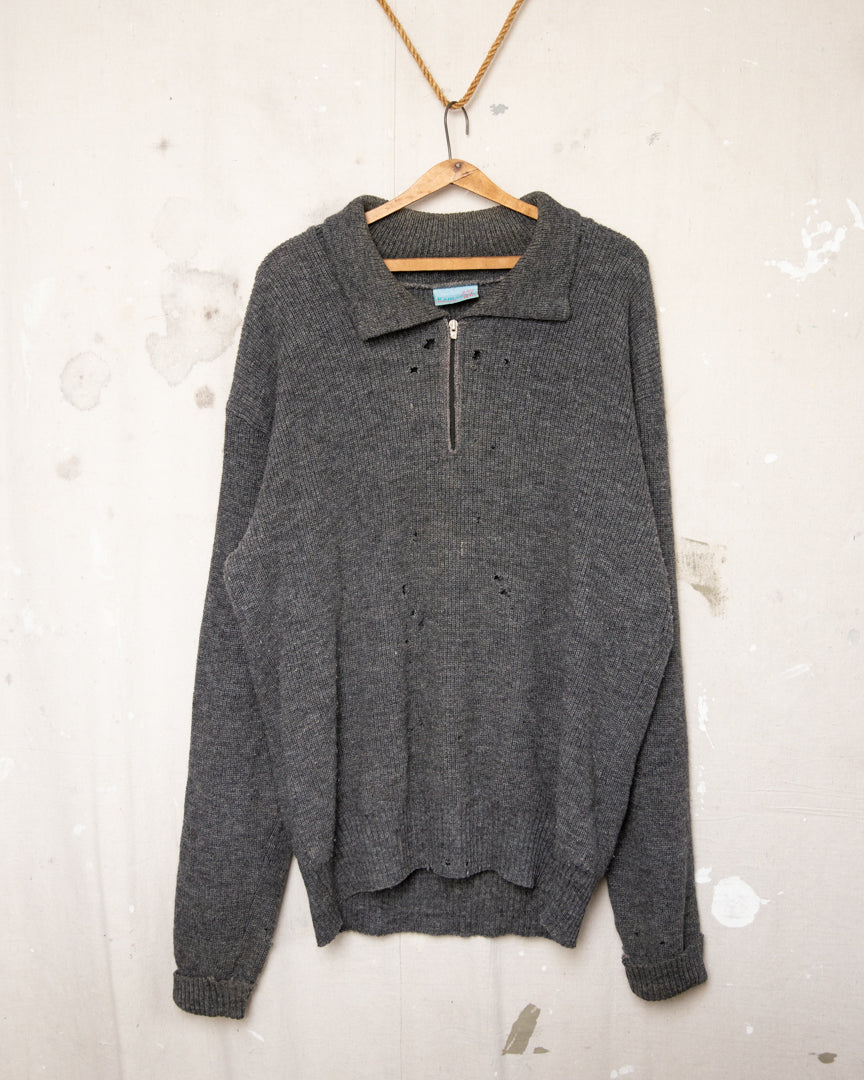Thrashed Quarter Zip Knit Jumper - L/XL