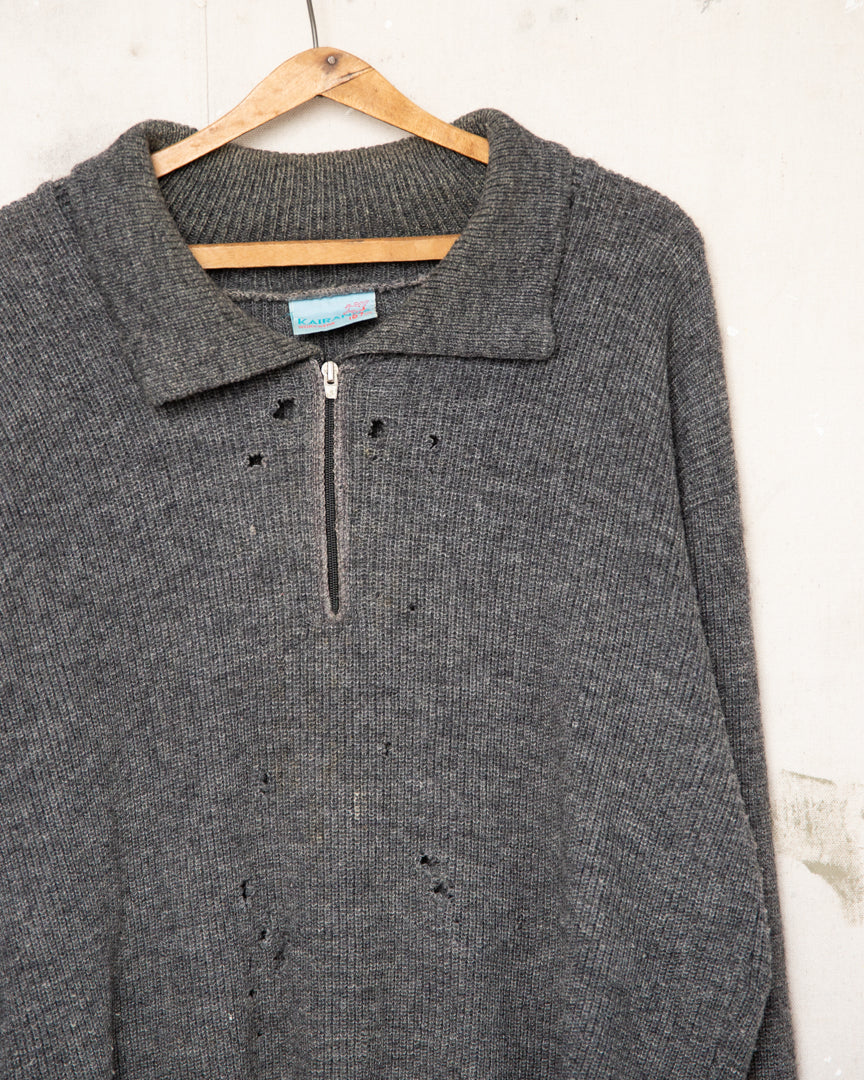 Thrashed Quarter Zip Knit Jumper - L/XL