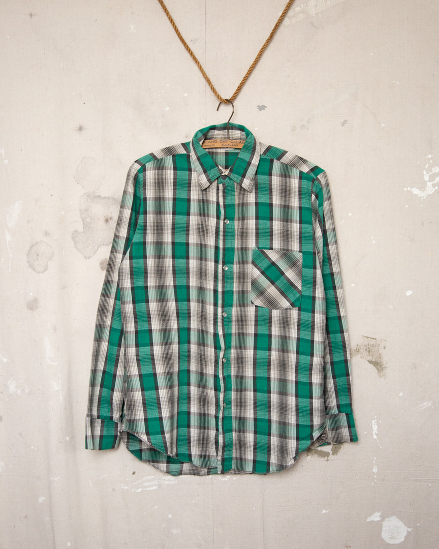 1970S Standfast Pearl Snap Flannel Shirt - M