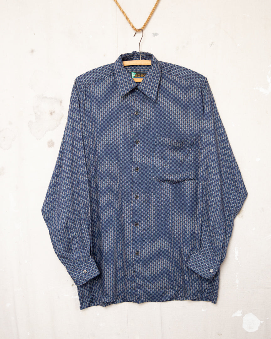 1990S Postcard Rayon Shirt - M