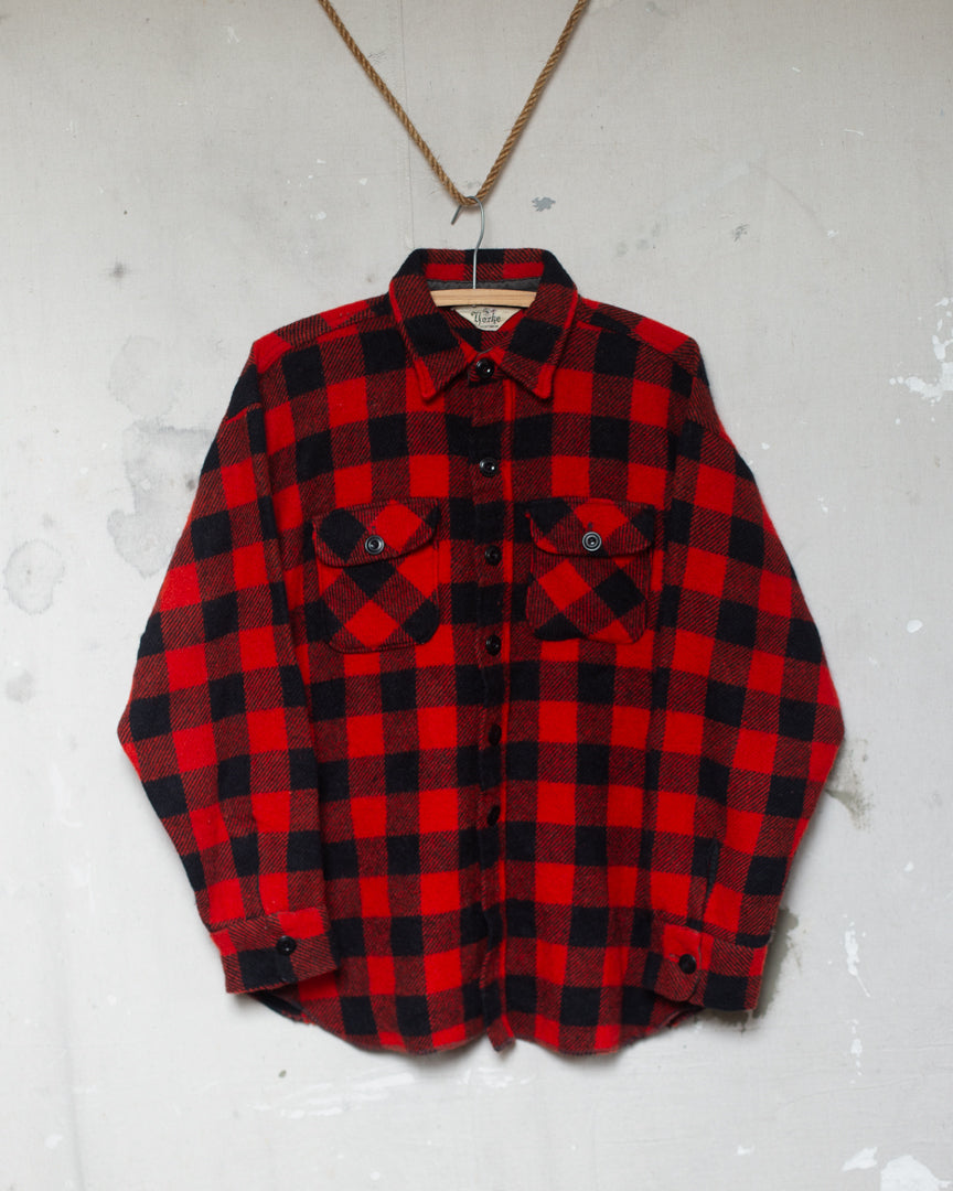 1970S Yorke Buffulo Plaid Wool Flannel - M