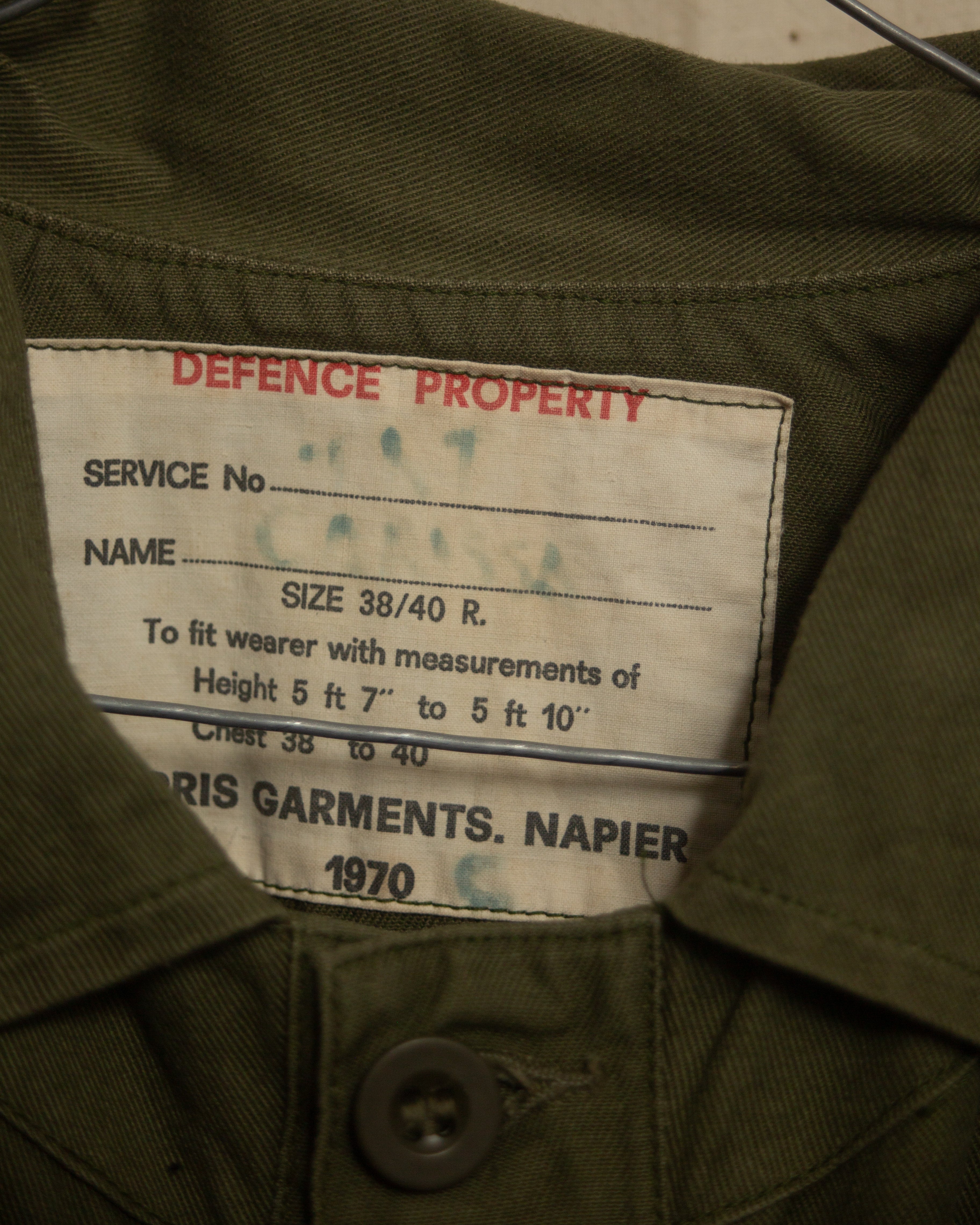 1970 NZ Army Pixie Shirt Size 38/40R
