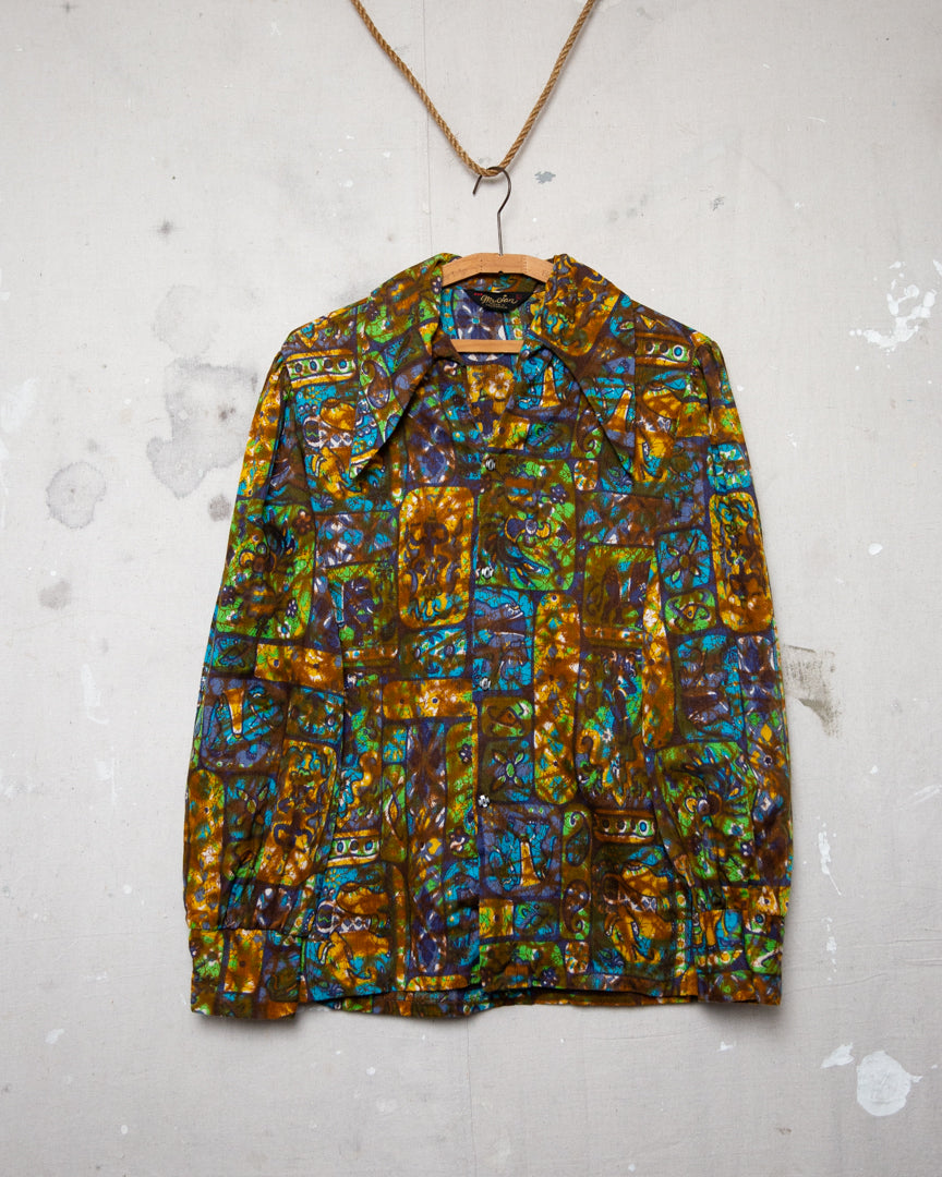 1970S All Over Print Shirt - M